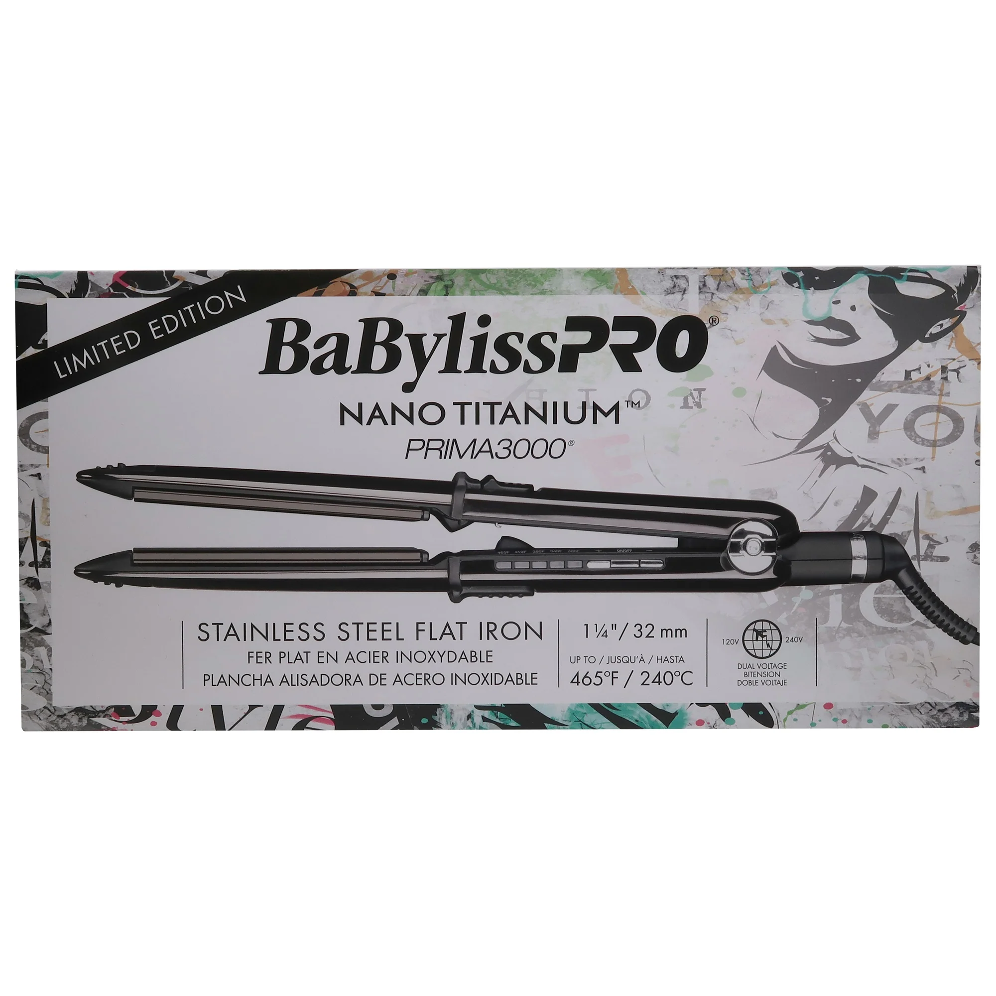 BaByliss Pro LIMITED EDITION Nano Titanium Prima 3000 Stainless Steel Flat Iron Black - 1-1/4" #BNTBK3000TUC - Image 4