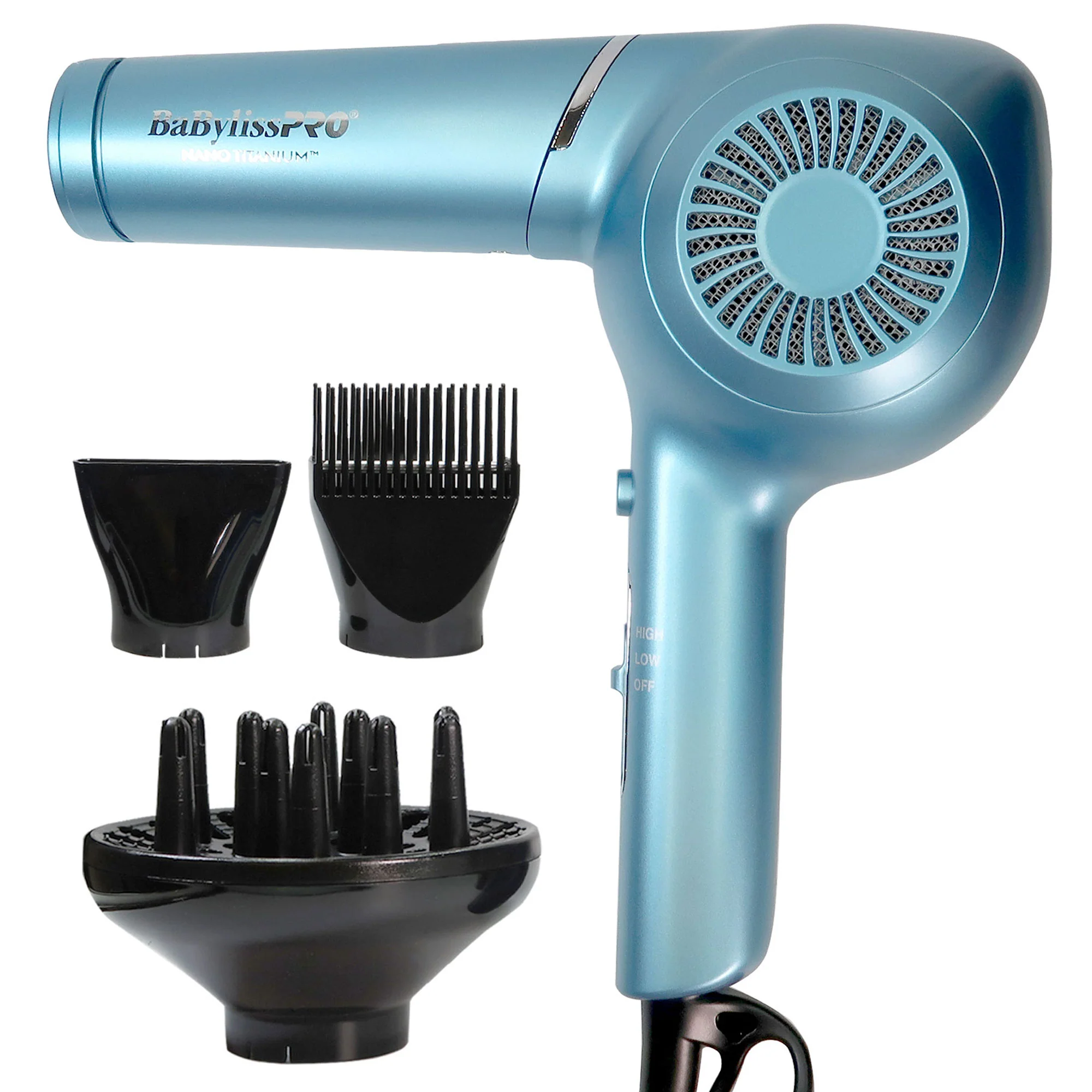 BaBylissPro Classic Professional Pistol-Grip Dryer 1875 Watts Blue BNT5175UC with CryoCare The Cold Brush Cryotherapy for Hair Hydrates Shines and Smoothes and Conair Pro Ergo-Grip Vented Brush for Blow Drying - Image 2