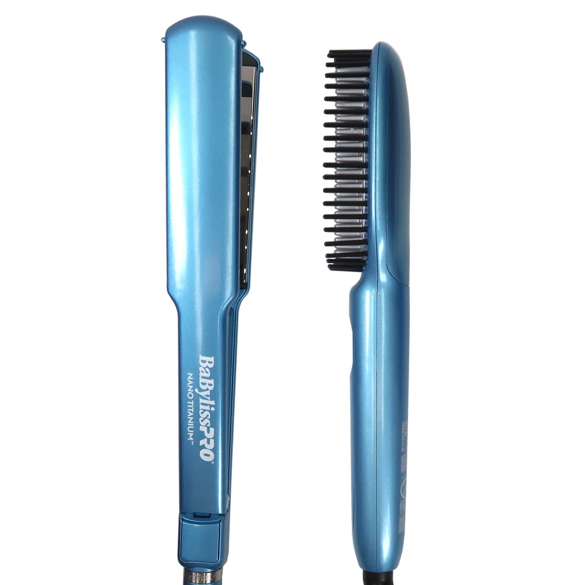Babyliss Pro Nano Titanium Ultra-Thin Flat Iron & Thermal Paddle Brush #BNTPP52UC with Wahl Flat Top Comb Black #3333 - Image 2