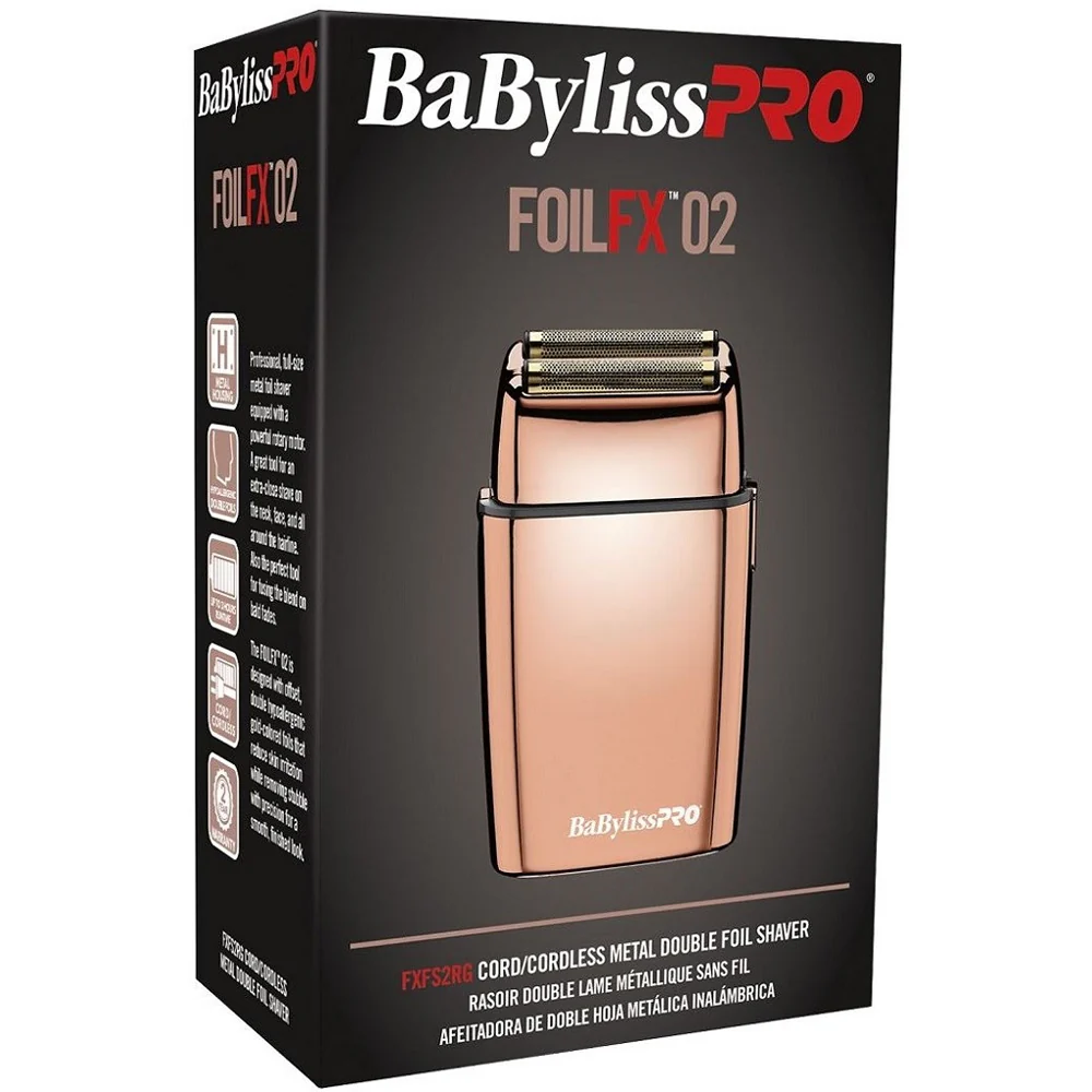 BaByliss PRO FOILFX02 Cordless Metal ROSE GOLD Double Foil Shaver FXFS2RG-ROSE GOLD - Image 3