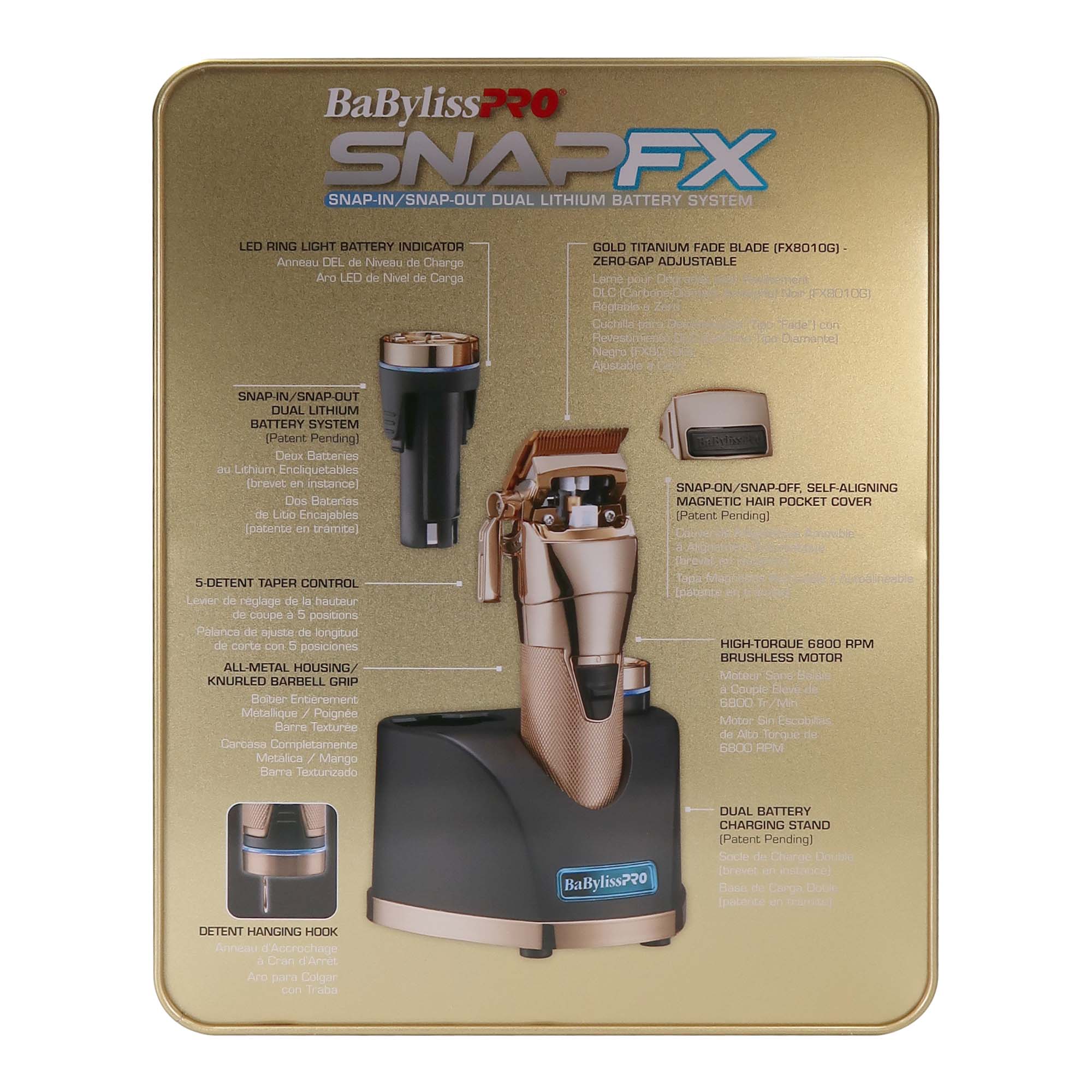 BaByliss PRO Limited Edition Snap FX Cordless Clipper with Snap In/Out Dual Lithium Battery System Gold with BaBylissPRO SnapFX High Capacity Clipper Replacement Battery (FXBPC33) fits FX890 Clipper - Image 5