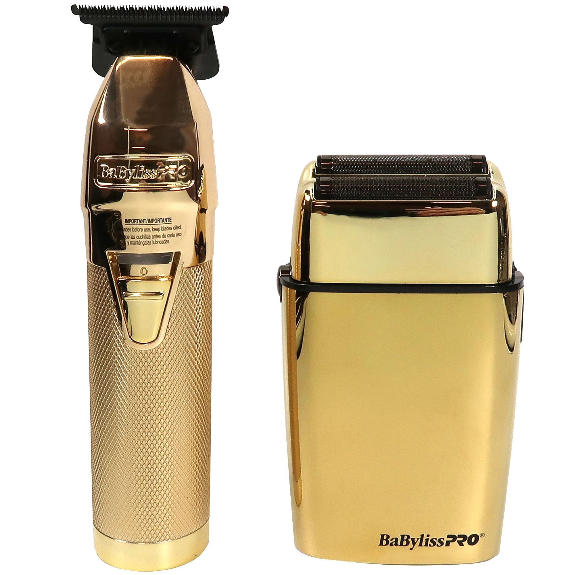BaByliss Pro GOLDFX Collection Metal Lithium Outlining Trimmer & Double Foil Shaver #FXHOLPK2GN with Babyliss Pro Gold FX Trimmer Charging Base fits FX787 Trimmers - Image 2