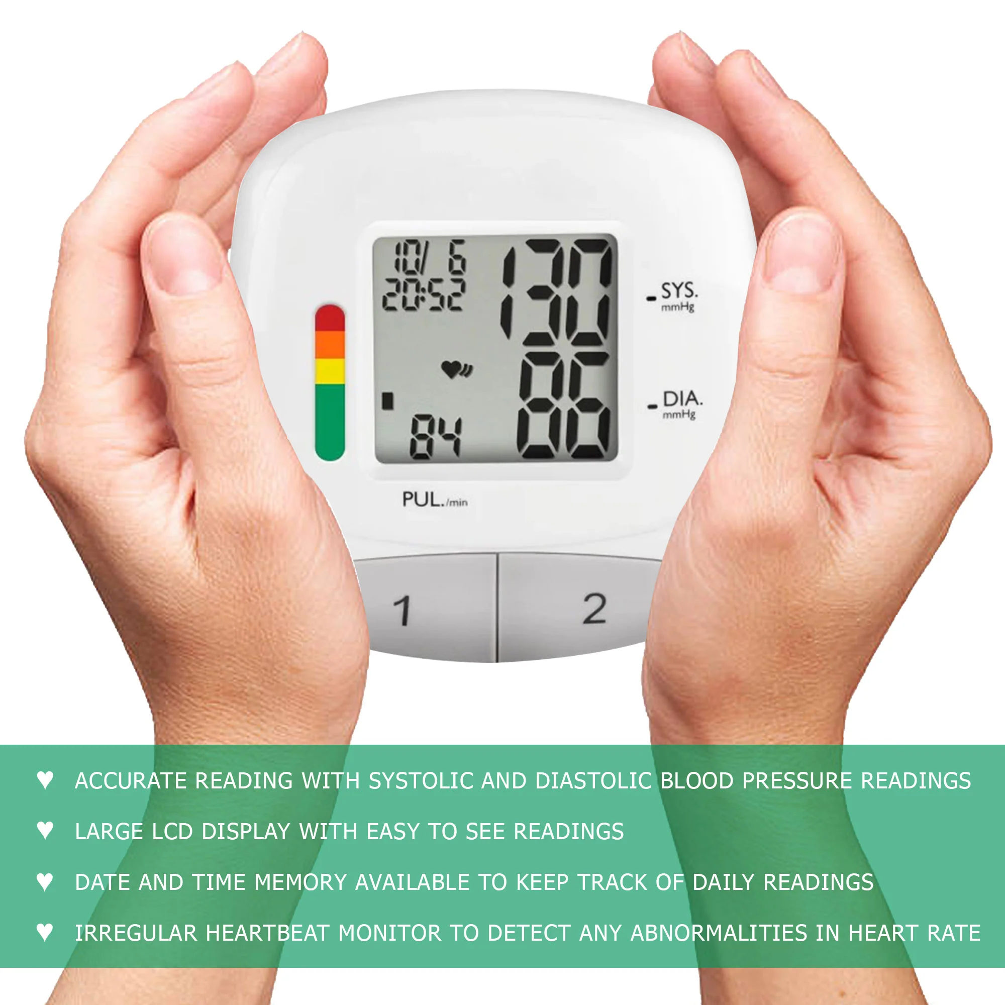 5x Vivitar Blood Pressure Monitor - Automatic Digital Upper Arm Blood Pressure, Heart Rate PB Machine with Adjustable Cuff, Memory Function - Image 6