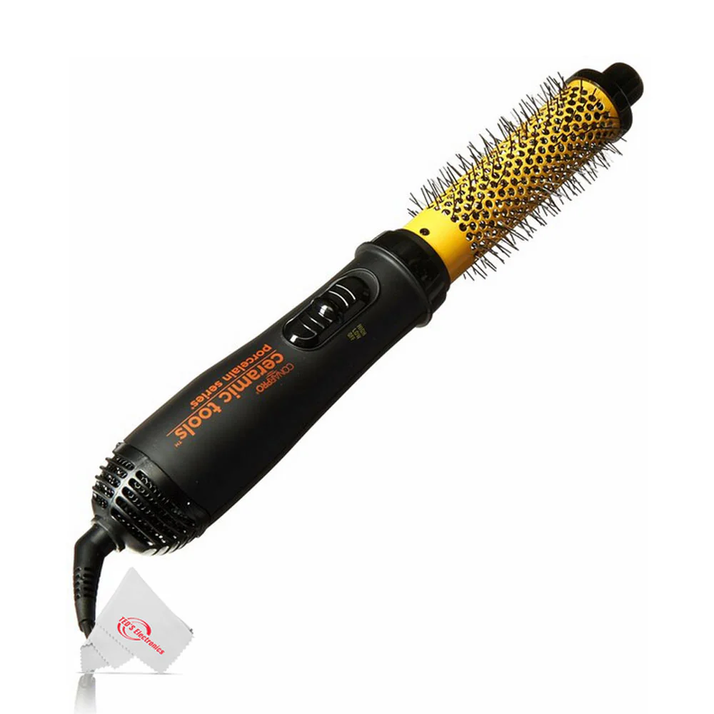 Conair Pro Ceramic Tools Porcelain Series 1.25 Inch 1000W Soft-Bristle Hot Air Brush to Style & Dry Hair + Conair Pro Black Bird Hair Dryer 2000 Watt BB075W + Conair Pro Ceramic Tools Large Round Brush 2½" (#CPBCTR25) - Image 8