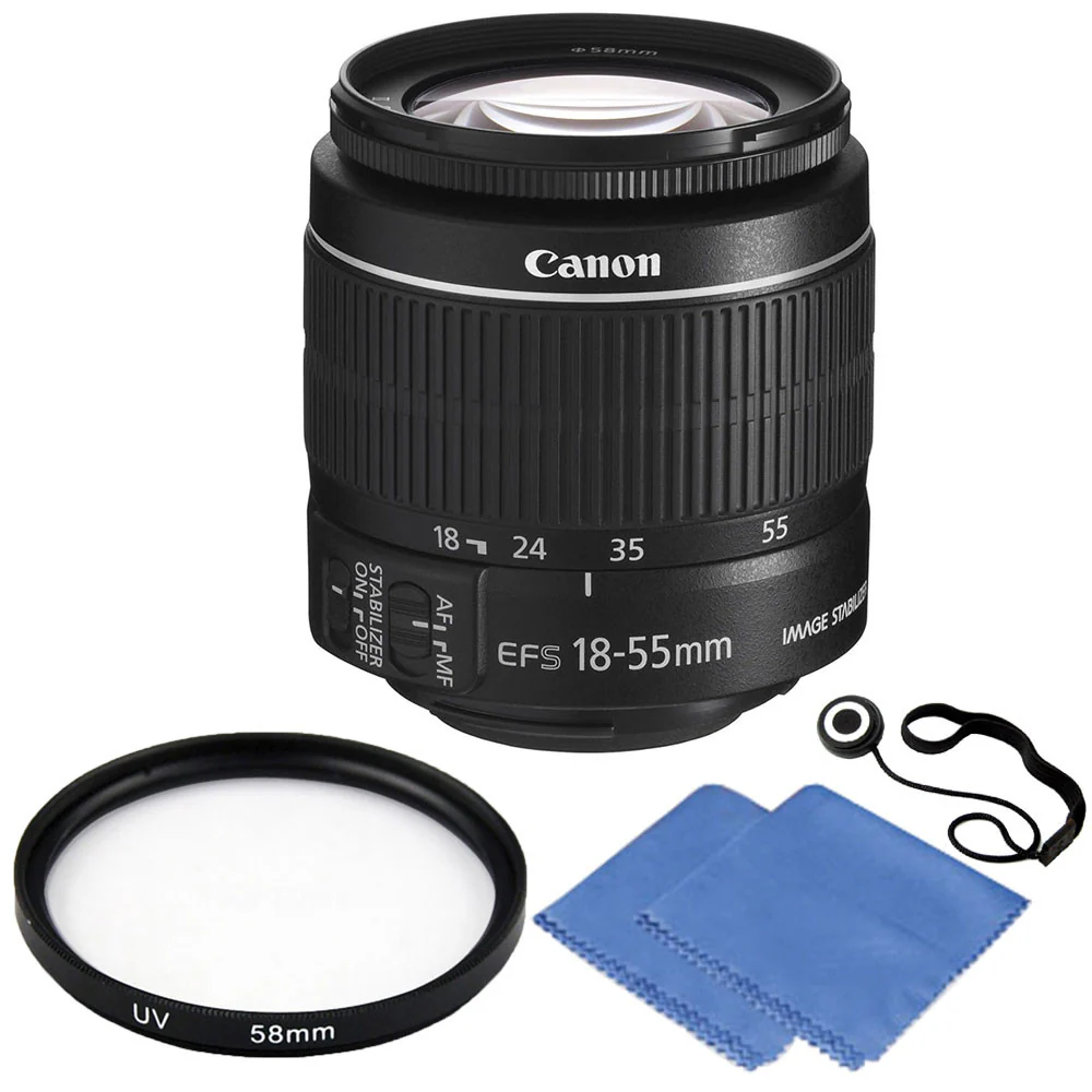 Canon EF-S 18-55mm f/3.5-5.6 IS II Lens + 58mm UV Filter + Cleaning Cloth + Lens Cap Holder