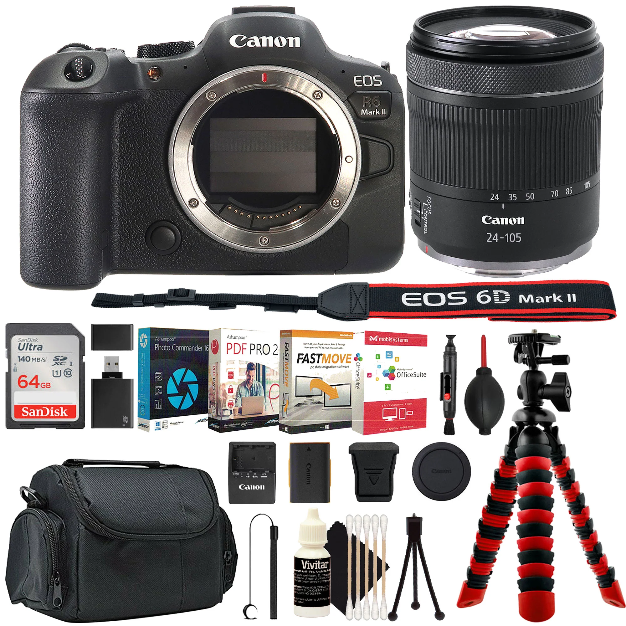 Canon EOS R6 Mark II Mirrorless Camera with 24-105mm f/4 Lens Ultimate Photography Bundle