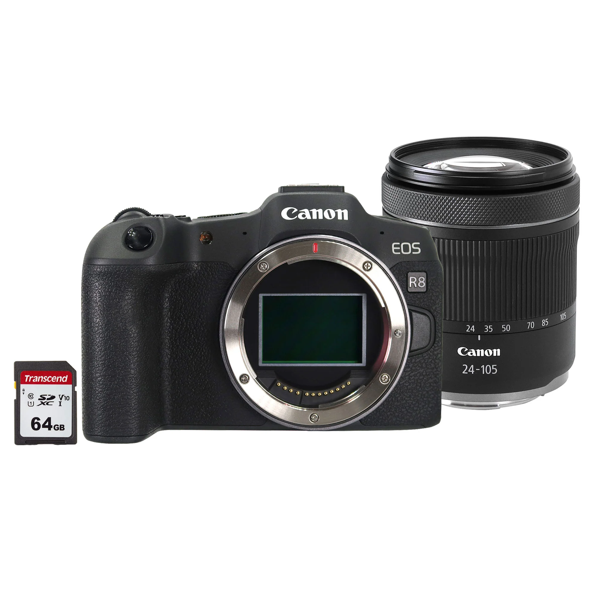 Canon EOS R8 Mirrorless Camera with RF 24-105mm f/4-7.1 IS STM Lens and Transcend 64GB 300S SDXC Class 10 Memory Card