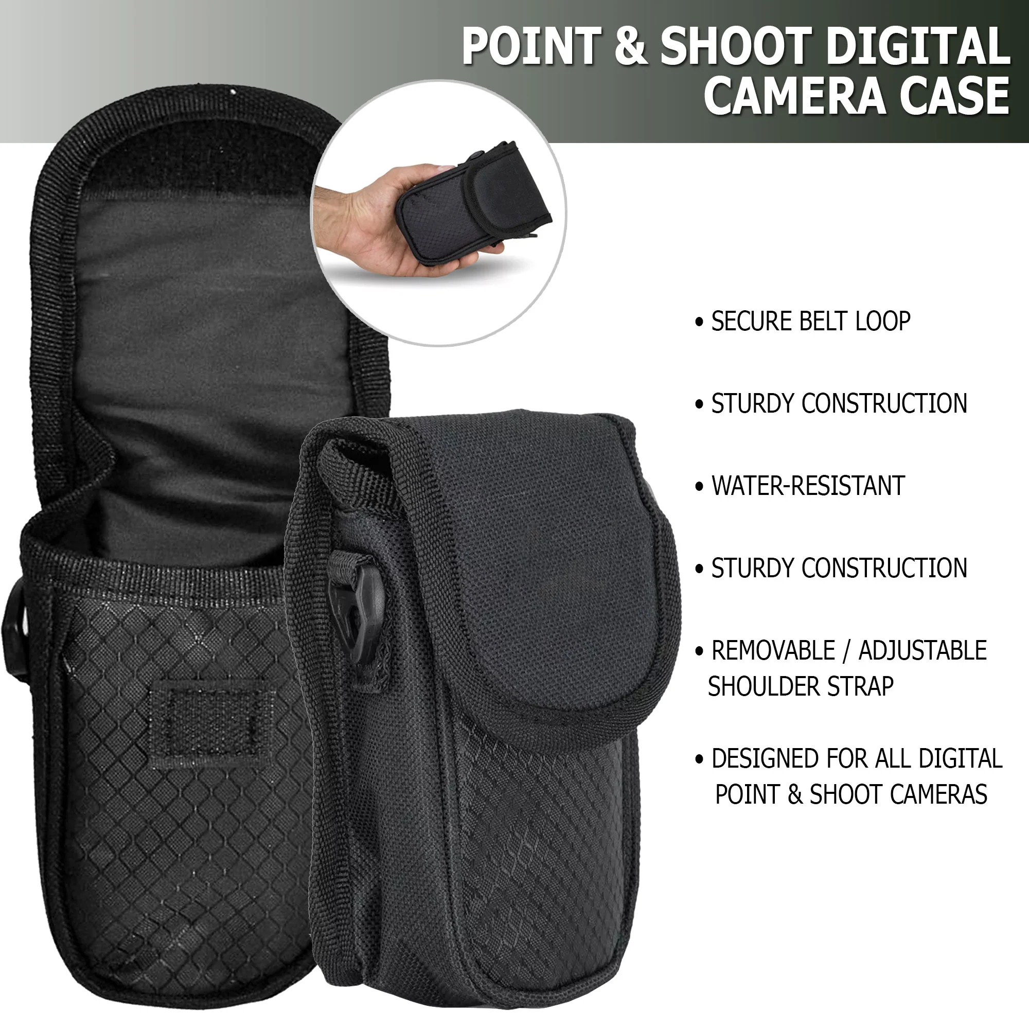 Canon PowerShot ELPH 360 HS A Digital Camera (Black) + 32GB MicroSD Transcend Memory Card + Neoprene Compact Protective Carrying Case + Vivitar Pistol Grip Tabletop Tripod + Memory Card Reader + Three Piece Cleaning Kit - Image 10
