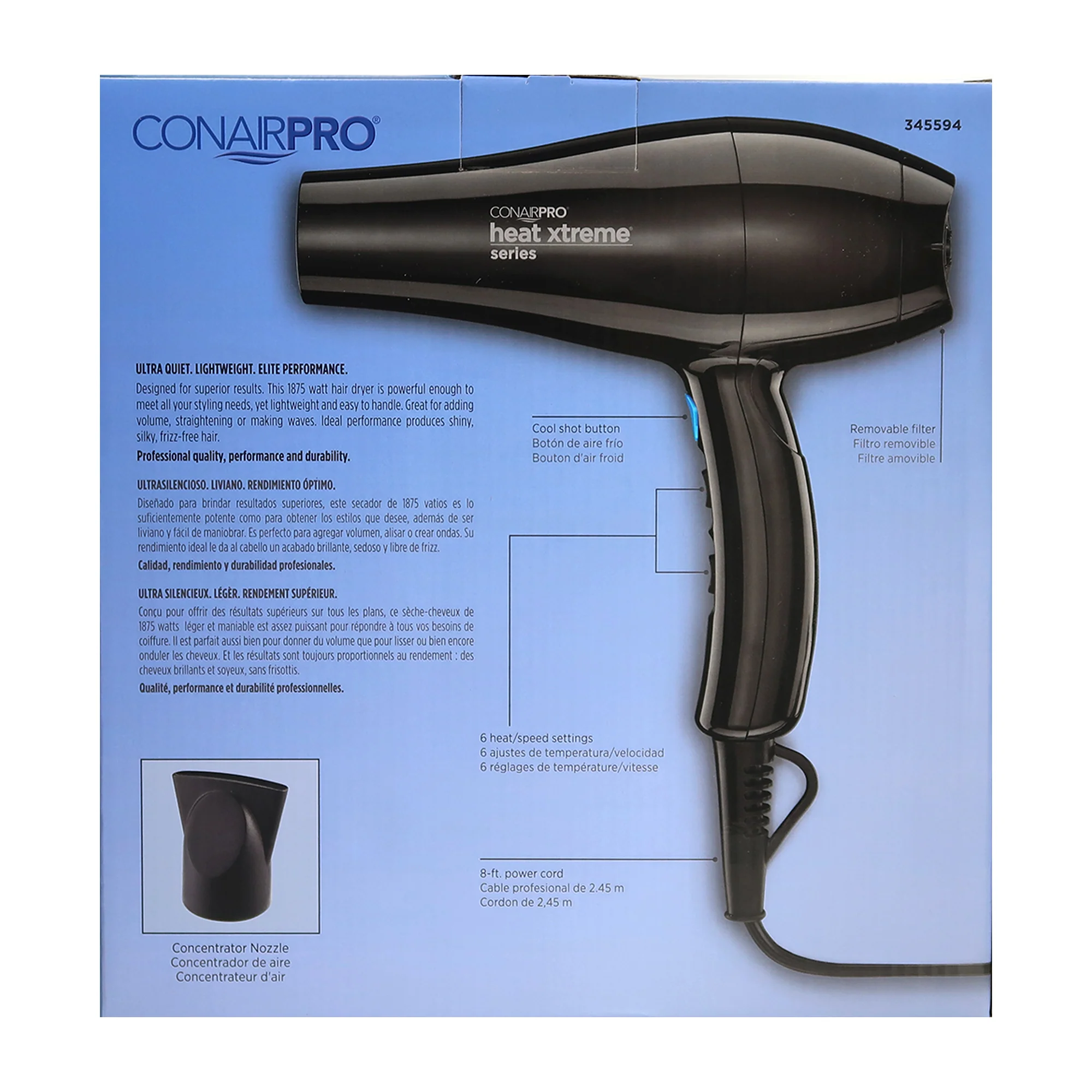Conair Professional Heat Xtreme Professional Hair Dryer Black with Conair Pro Ergo-Grip Vented Brush - Image 5