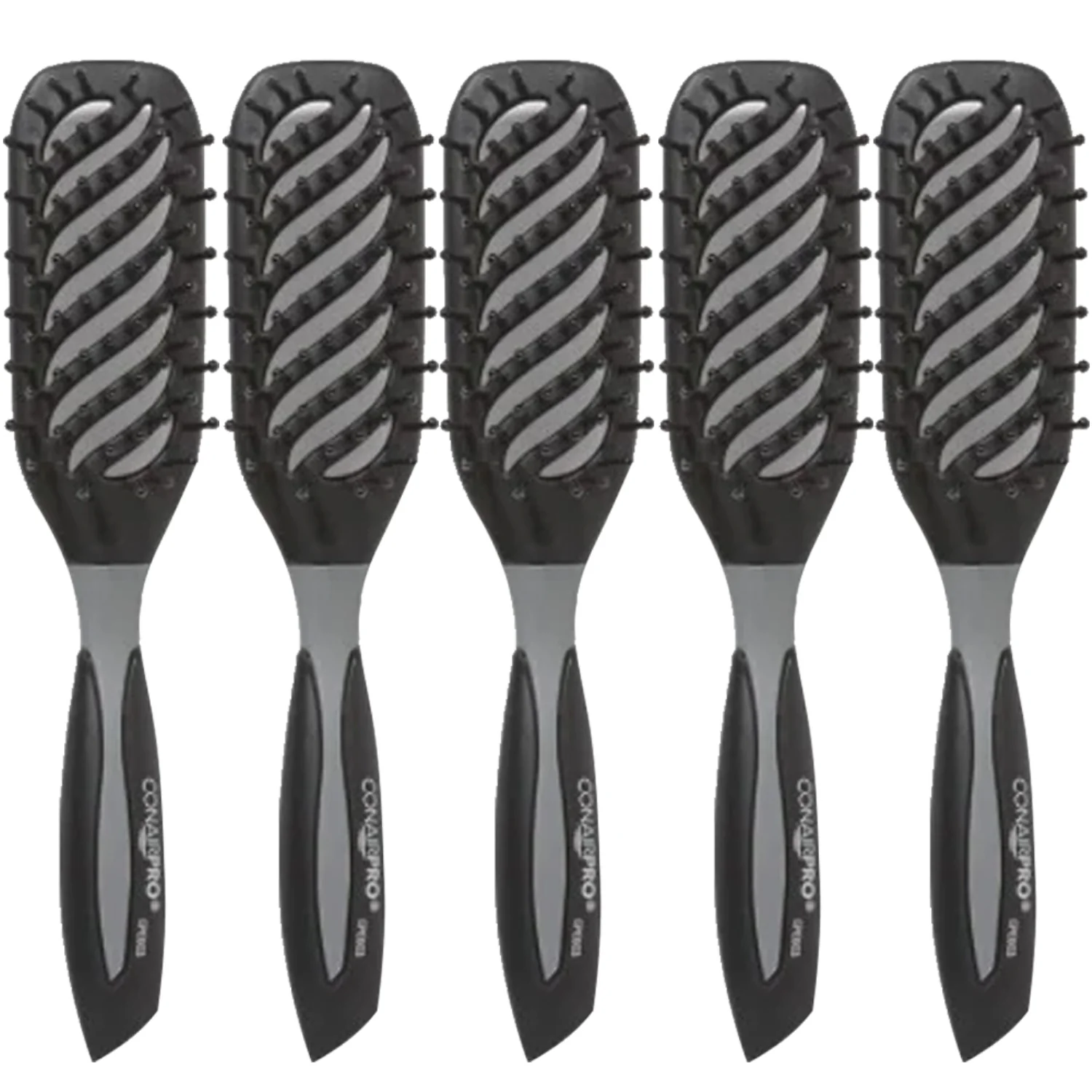 5x Conair Pro Ergo-Grip Vented Brush Collection Ergonomically Designed for Blow Drying