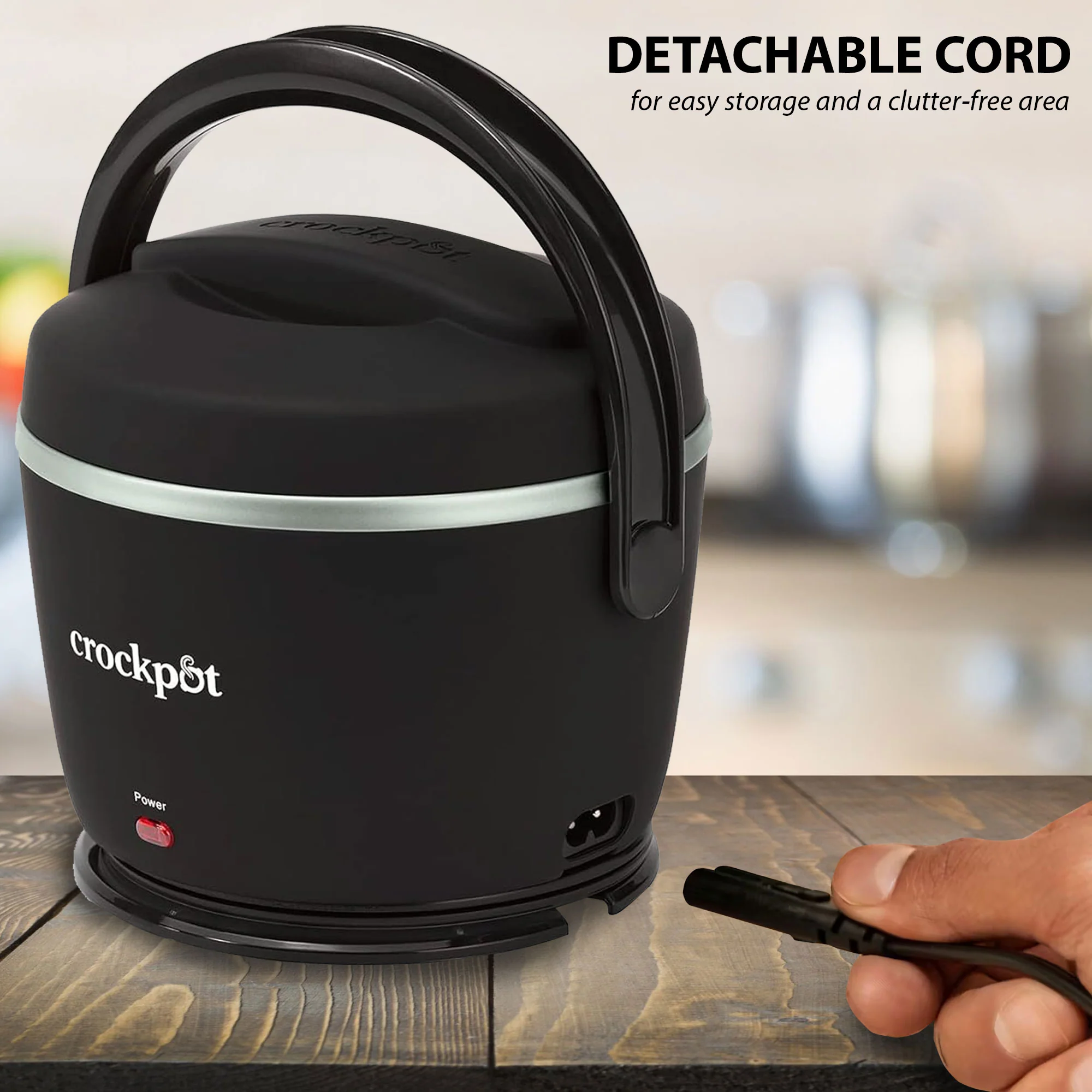 Crock-Pot Electric Lunch Box, Portable Food Warmer for On-the-Go, 20-Ounce (591 mL), Black Licorice + Eco-Friendly Stainless Steel Cutlery Set – Spoon, Fork & Chopsticks in Convenient Case for Students, Camping, Weddings and Travel - Image 2
