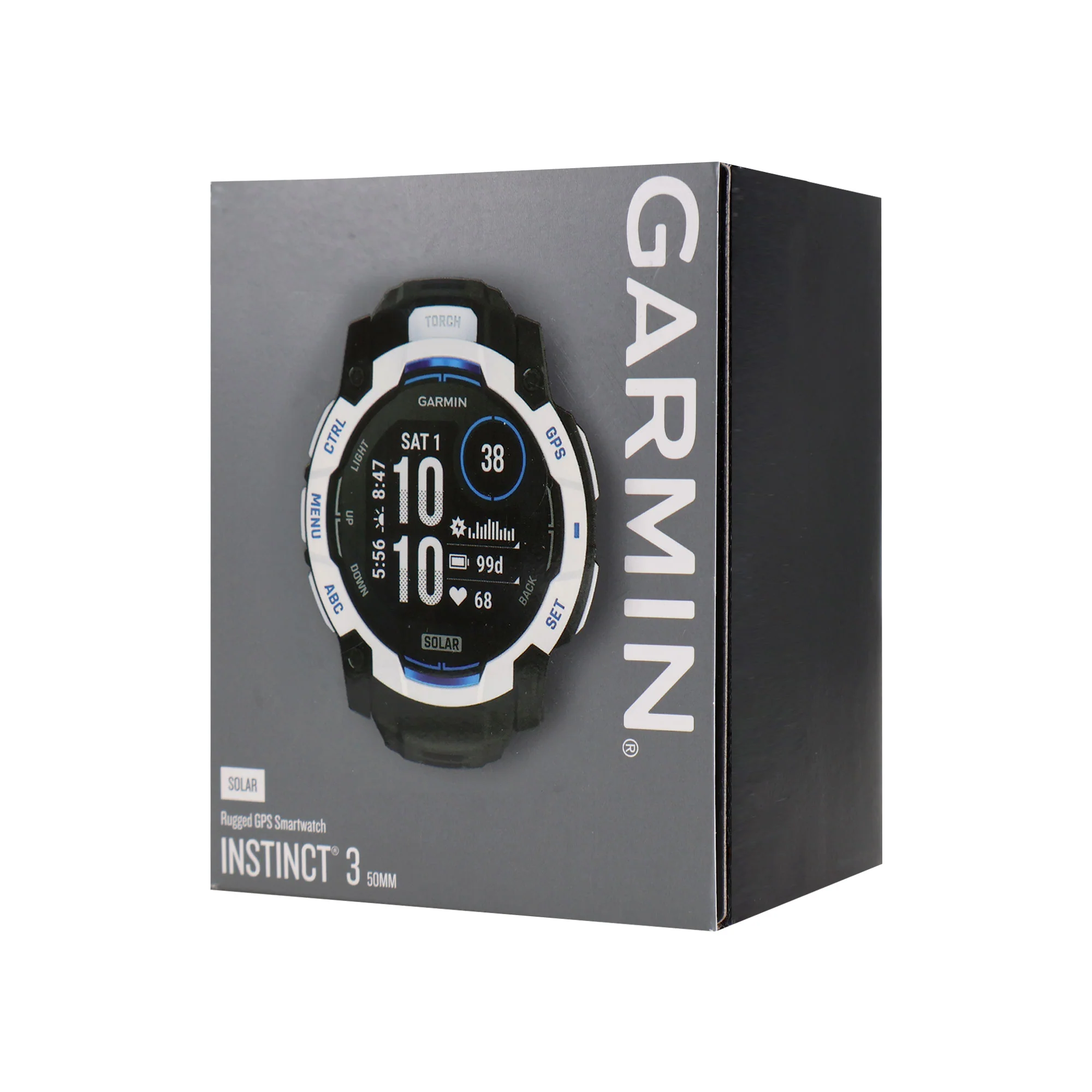 Garmin Instinct 3 Solar Rugged Outdoor GPS Smartwatch â€“ 50 mm, Silicone Band (Whitestone with Black/Bolt Blue) - Image 7