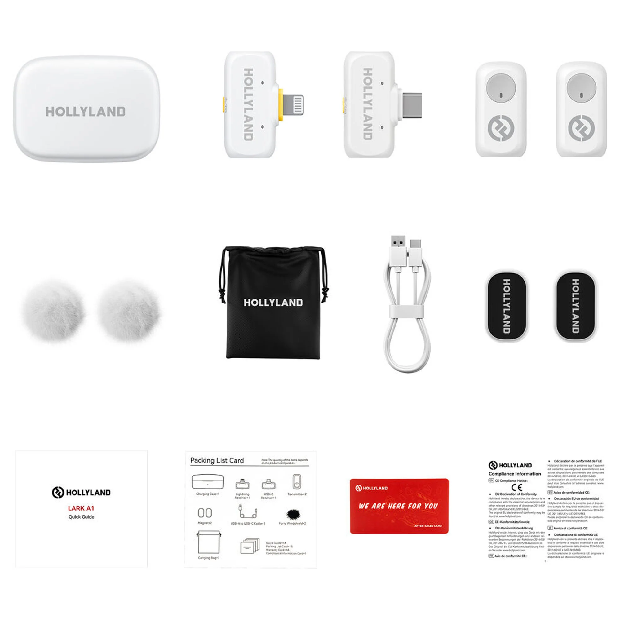 Hollyland LARK A1 Combo 2-Person Wireless Microphone System with USB-C and Lightning Connectors for Mobile Devices (Ivory White, 2.4 GHz) + Vivitar compact Selfie Video Tripod + 16GB Transcend MicroSD Memory Card with Adapter - Image 4