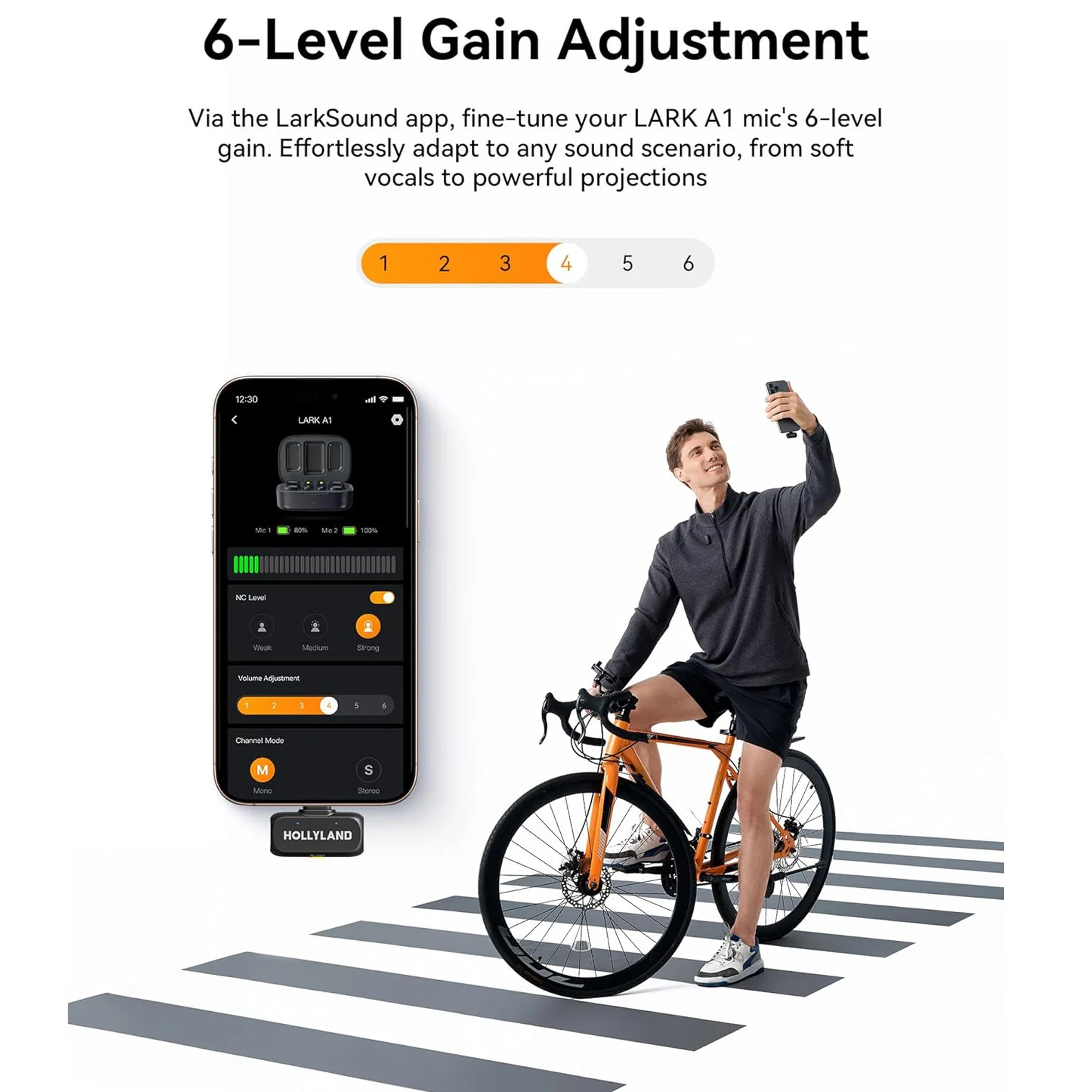 Hollyland LARK A1 Combo 2-Person Wireless Microphone System with USB-C and Lightning Connectors for Mobile Devices (Ivory White, 2.4 GHz) + Vivitar compact Selfie Video Tripod + 16GB Transcend MicroSD Memory Card with Adapter - Image 7