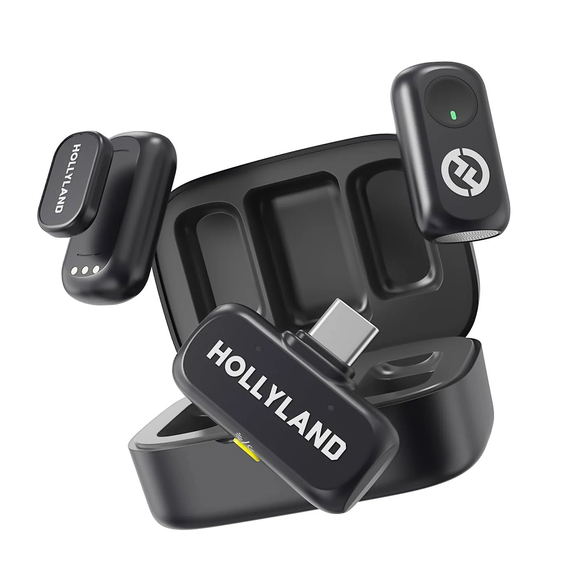Hollyland LARK A1 Duo 2-Person Wireless Lavalier Microphone System with USB-C Connector for Mobile Devices (Space Gray, 2.4 GHz) Video Bundle - Image 2