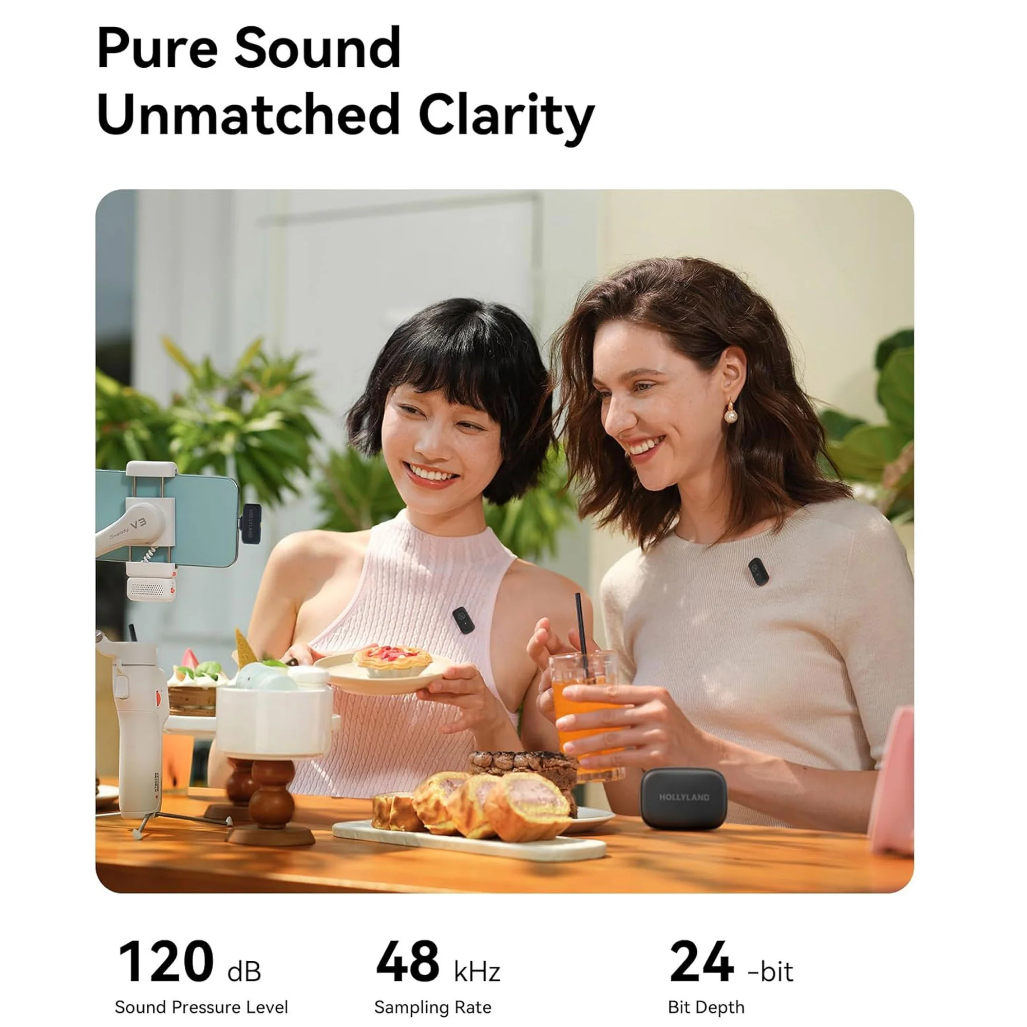 Hollyland LARK A1 Mini Duo 2-Person Wireless Mic System for iOS + 16GB MicroSD & Vivitar Selfie Tripod - Image 3
