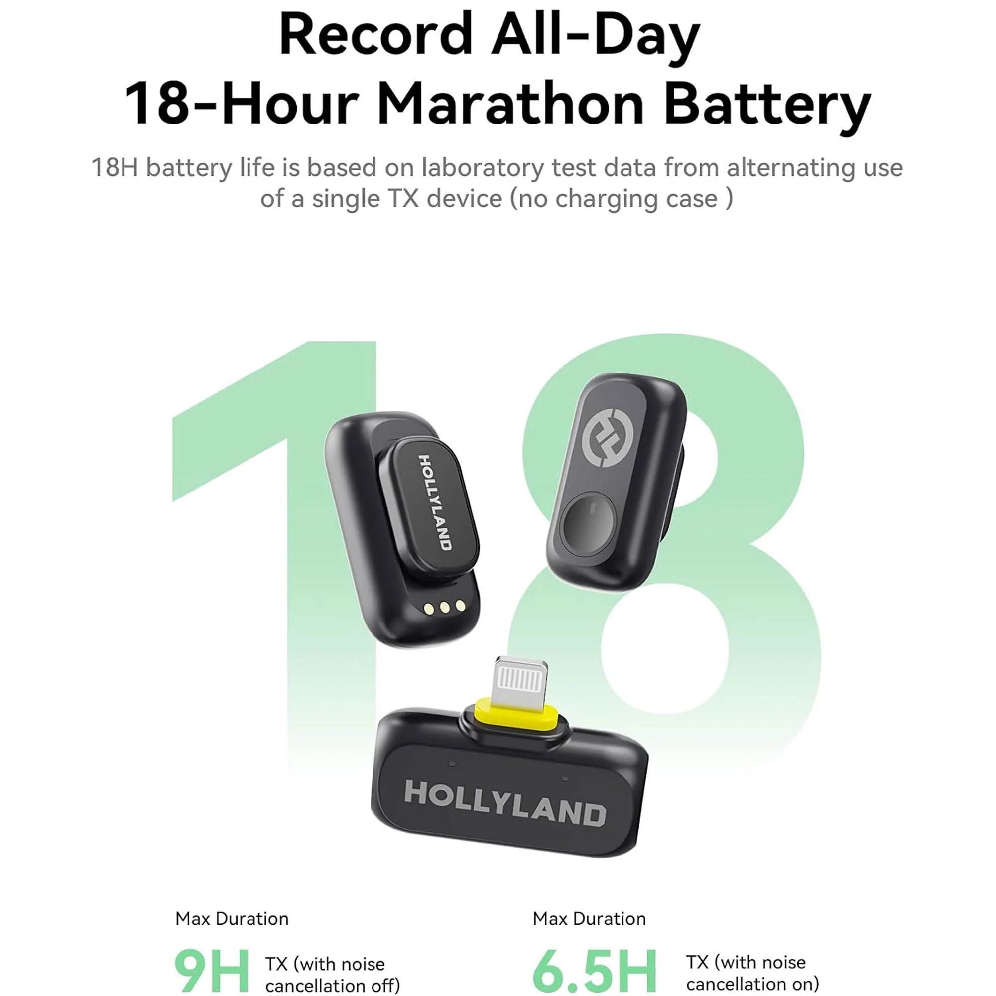 Hollyland LARK A1 Mini Duo 2-Person Wireless Mic System for iOS + 16GB MicroSD & Vivitar Selfie Tripod - Image 6