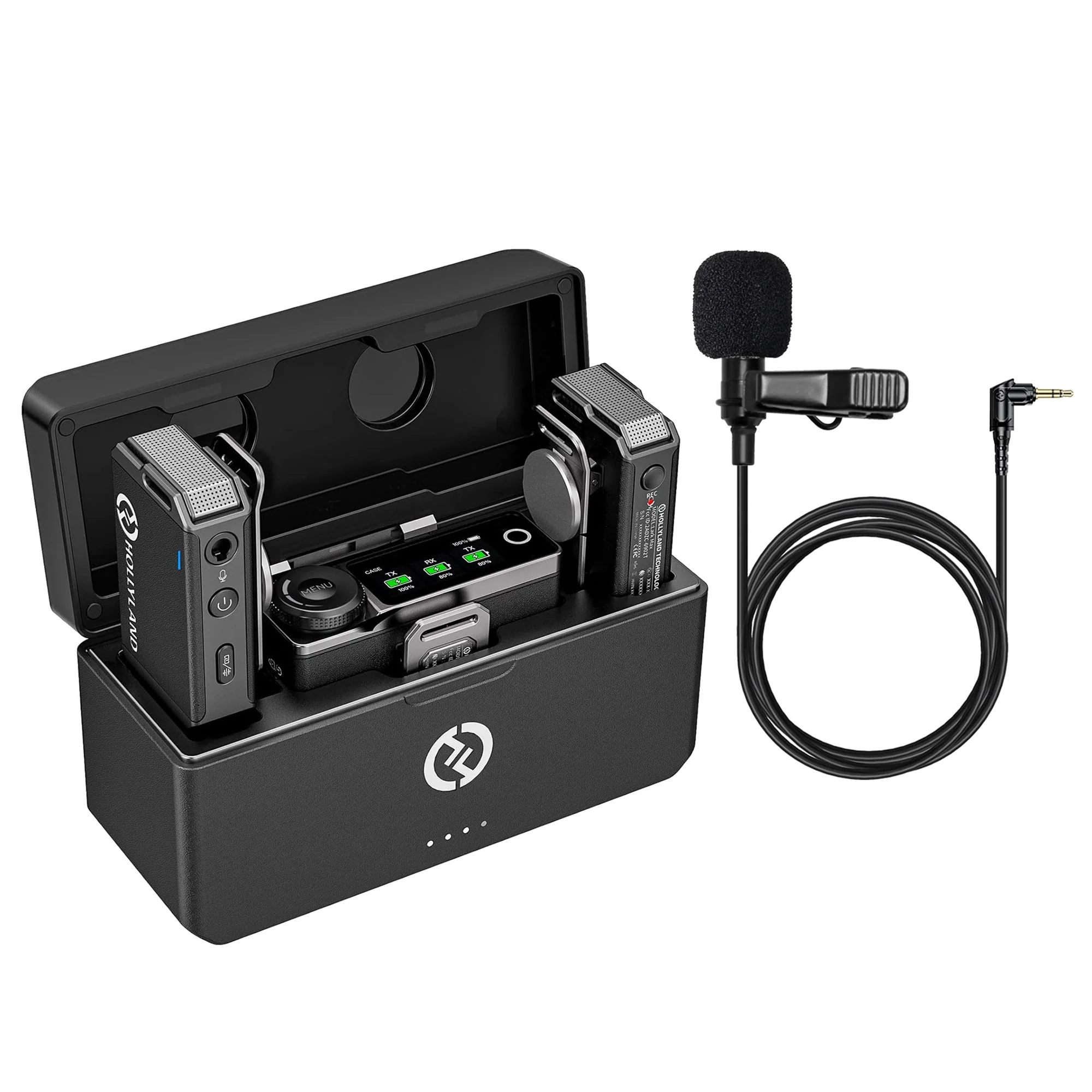 Hollyland Lark Max Wireless Lavalier Microphone System with Professional ENC, Studio Quality Audio, 22H Duration, 820ft(250m) Range, Compatible with DSLR Camera, iPhone, Android, PC-Black + Hollyland External Clip On Lavalier Microphone