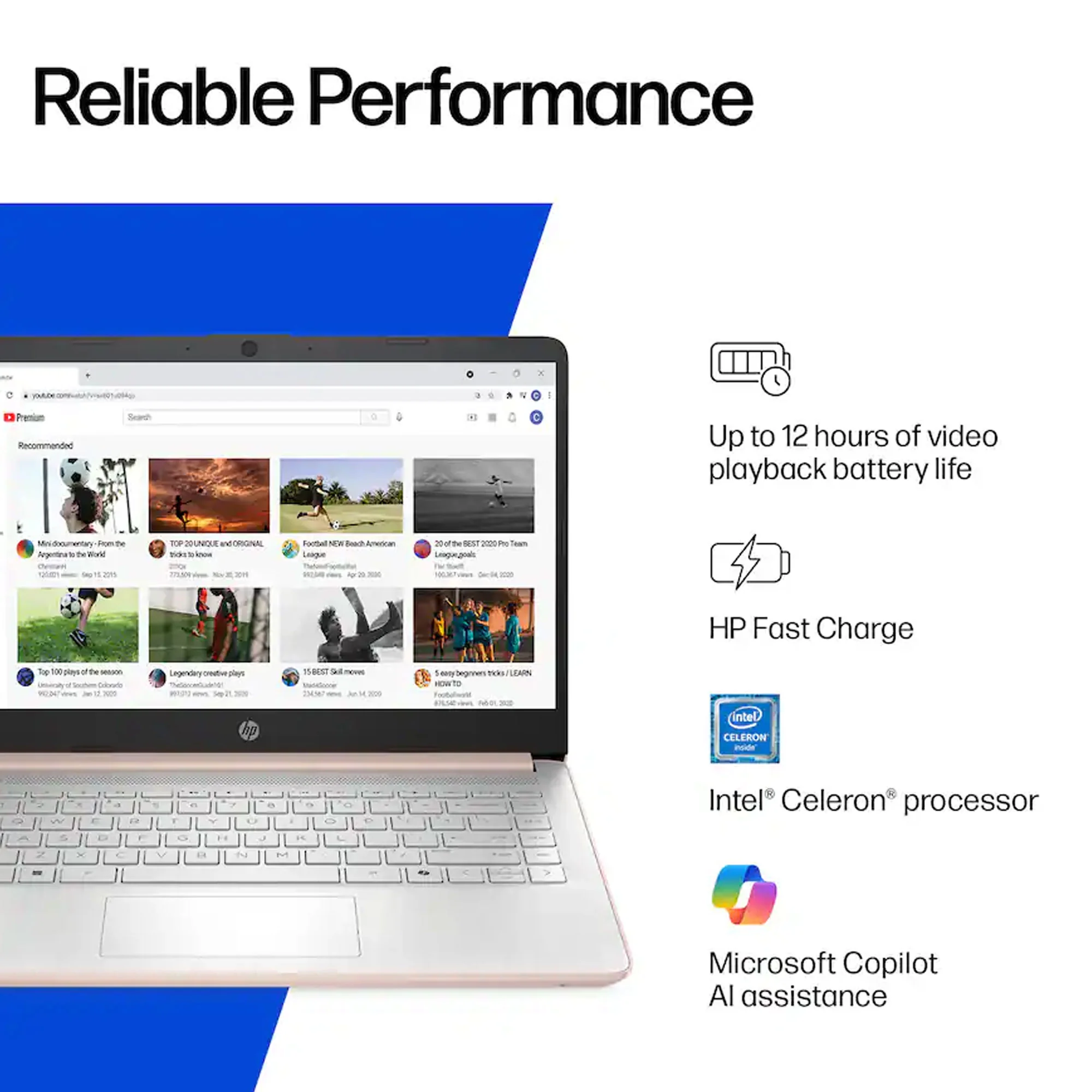 HP 14" Laptop - Intel Celeron N4500 2021 - 4GB Memory, 64GB eMMC (Rose Gold) Complete Setup Bundle - Image 3