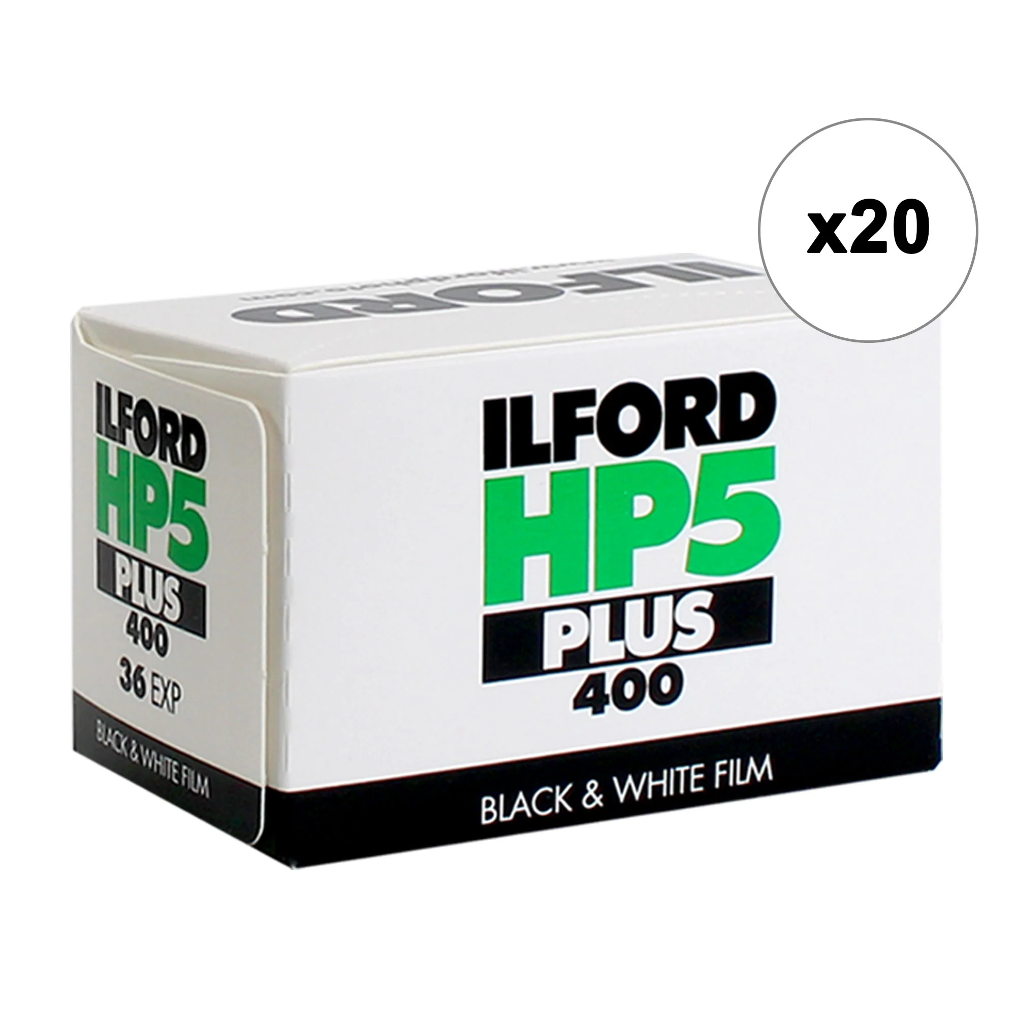 20x Ilford HP5 Plus Black and White Negative Film (35mm Roll Film, 36 Exposures)