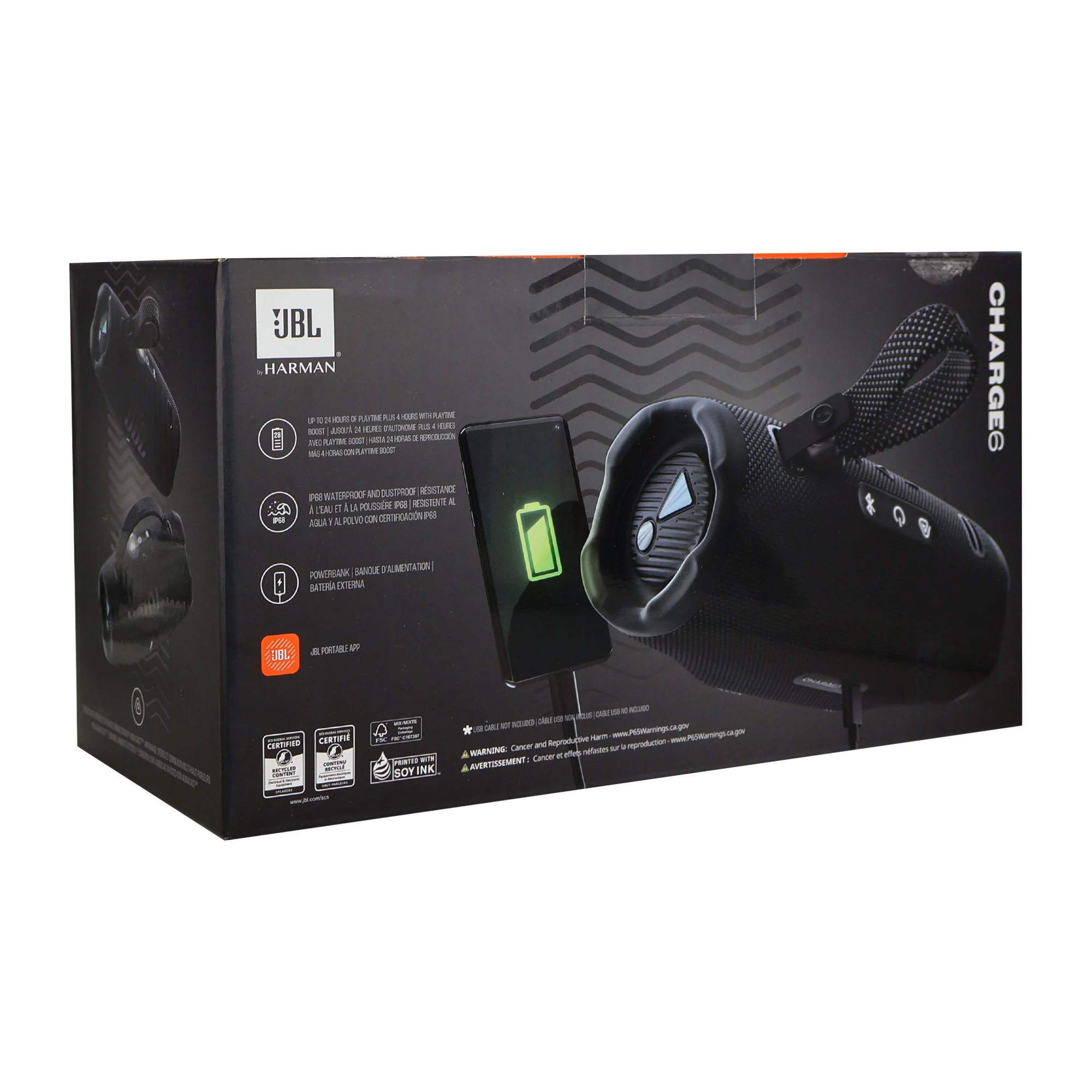 JBL Charge 6 Portable Waterproof Bluetooth Speaker (Black) + JBL T110 in Ear Headphones + 92783 Fitness and Wellness Plus Software Suite - Image 9