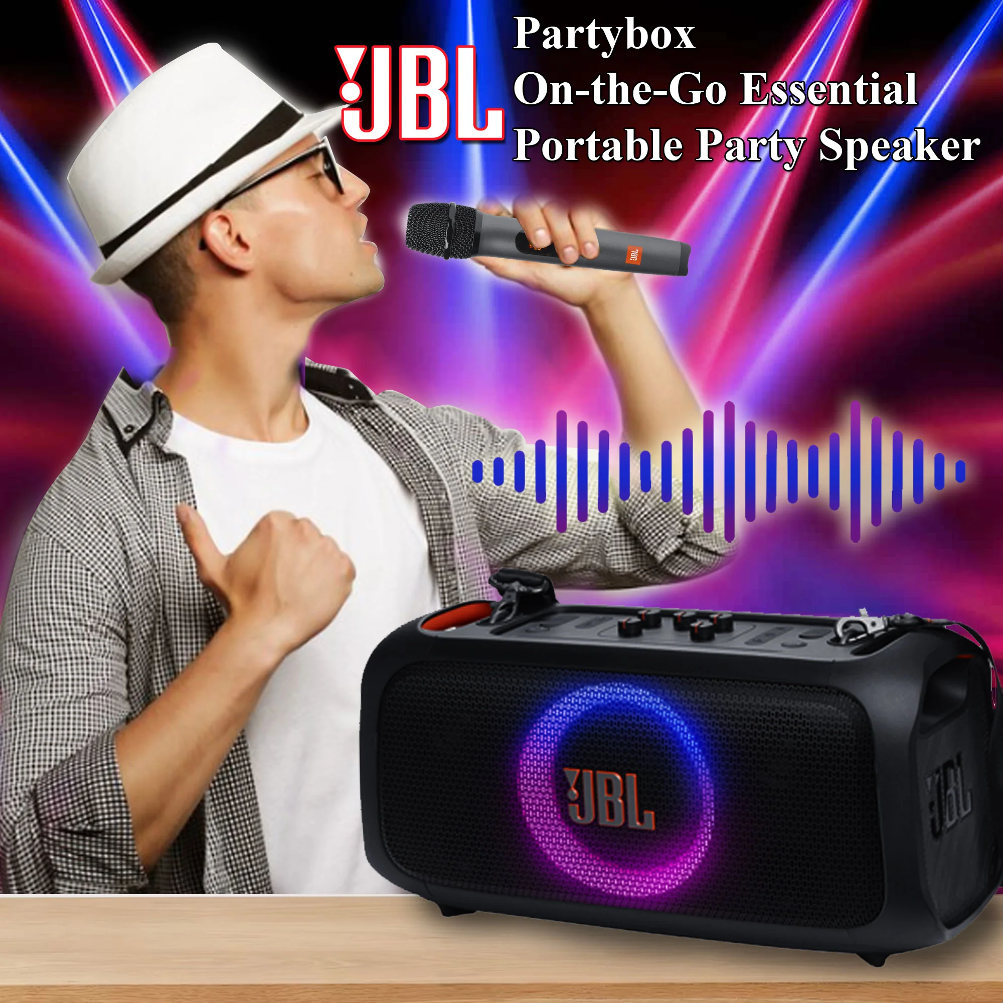 JBL PartyBox On-the-Go Essential Portable Wireless Party Speaker with 2x JBL T110 In Ear Headphones - Image 2