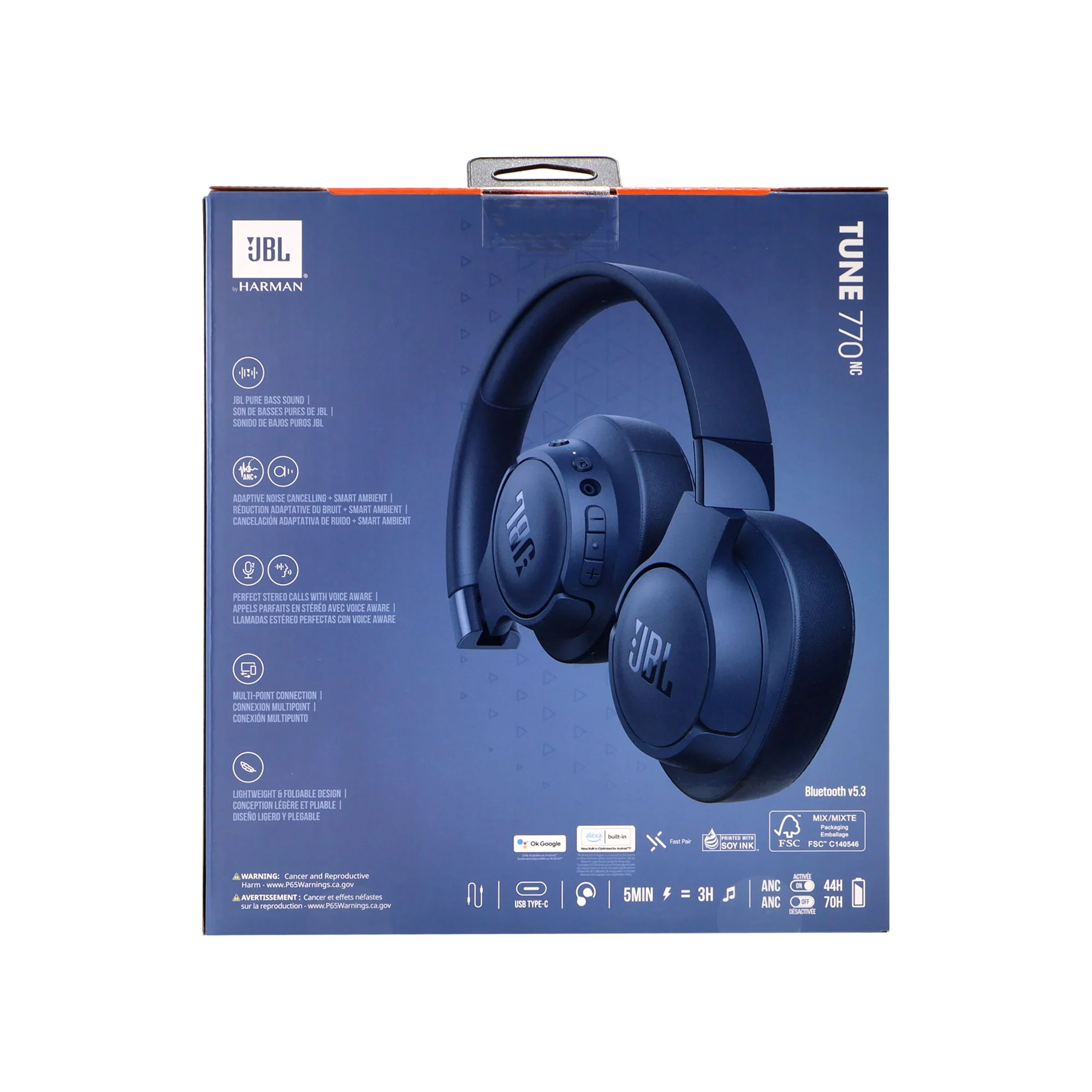 JBL Tune 770NC Noise-Cancelling Over-Ear Headphones (Blue) with JBL T110 in Ear Headphones and Fitness and Wellness Plus Software Suite - Image 7