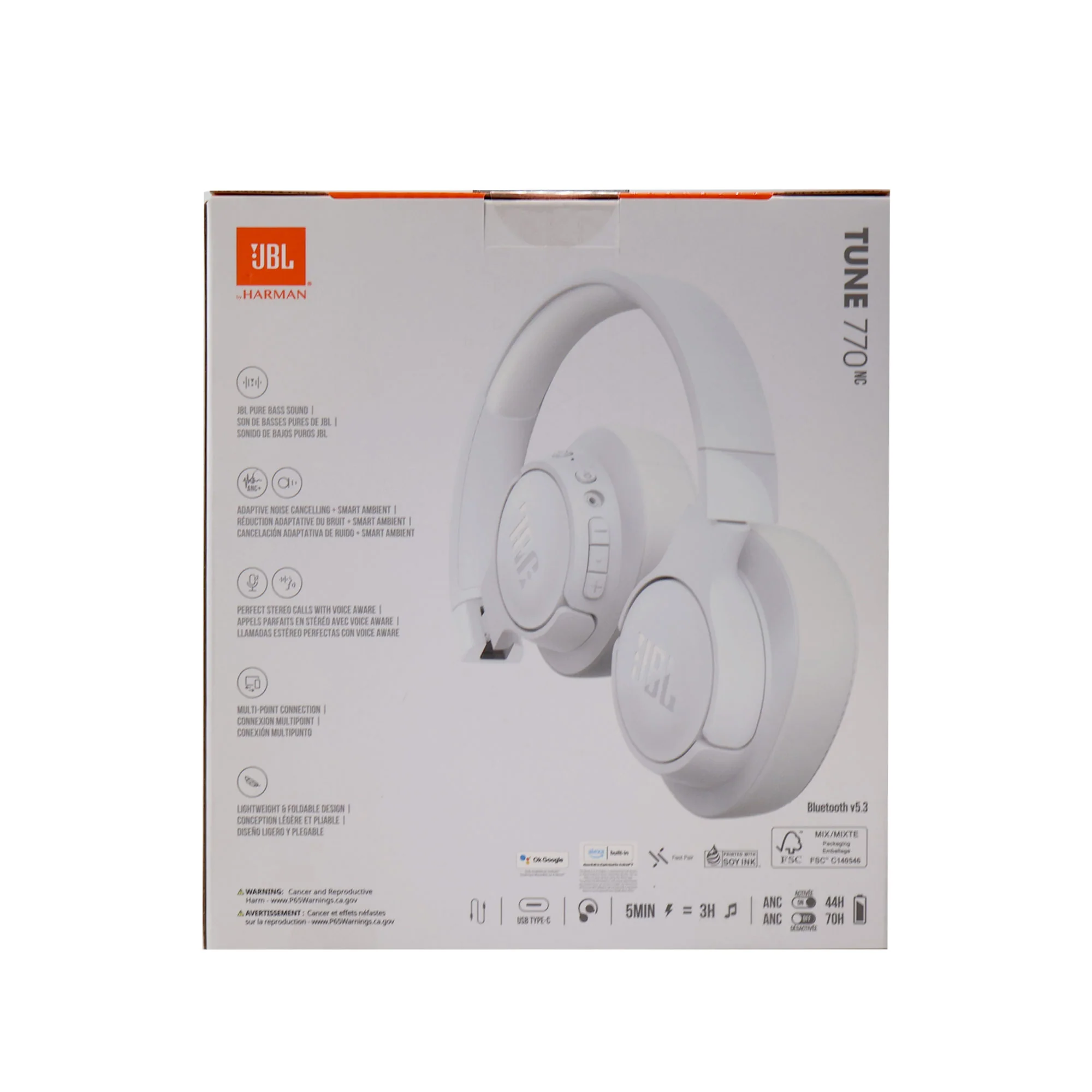 JBL Tune 770NC Noise-Cancelling Over-Ear Headphones (White) with JBL T110 in Ear Headphones and Fitness and Wellness Plus Software Suite - Image 8