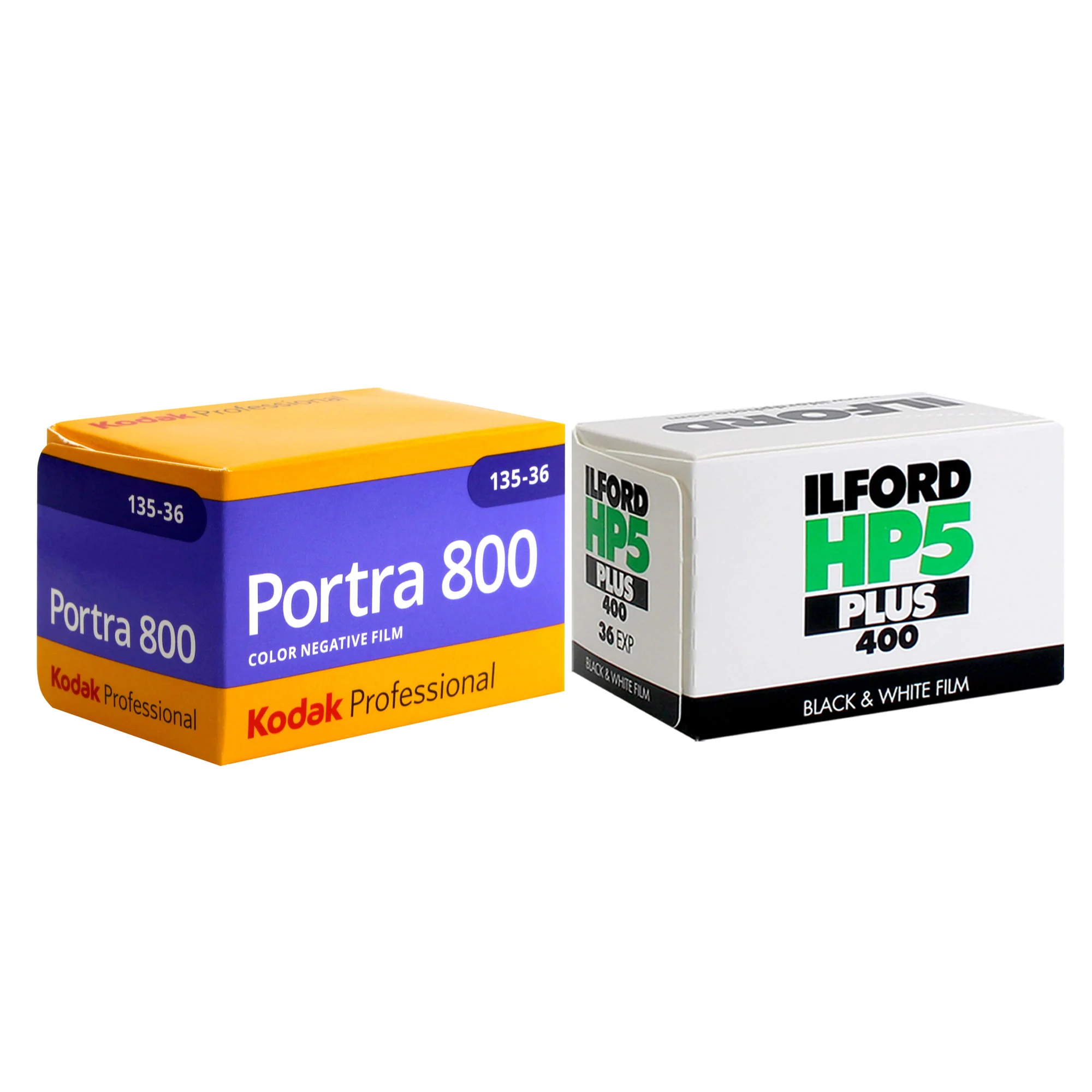Kodak Professional Portra 800 Color Negative Film (35mm Roll Film, 36 Exposures) + Ilford HP5 Plus Black and White Negative Film (35mm Roll Film, 36 Exposures)