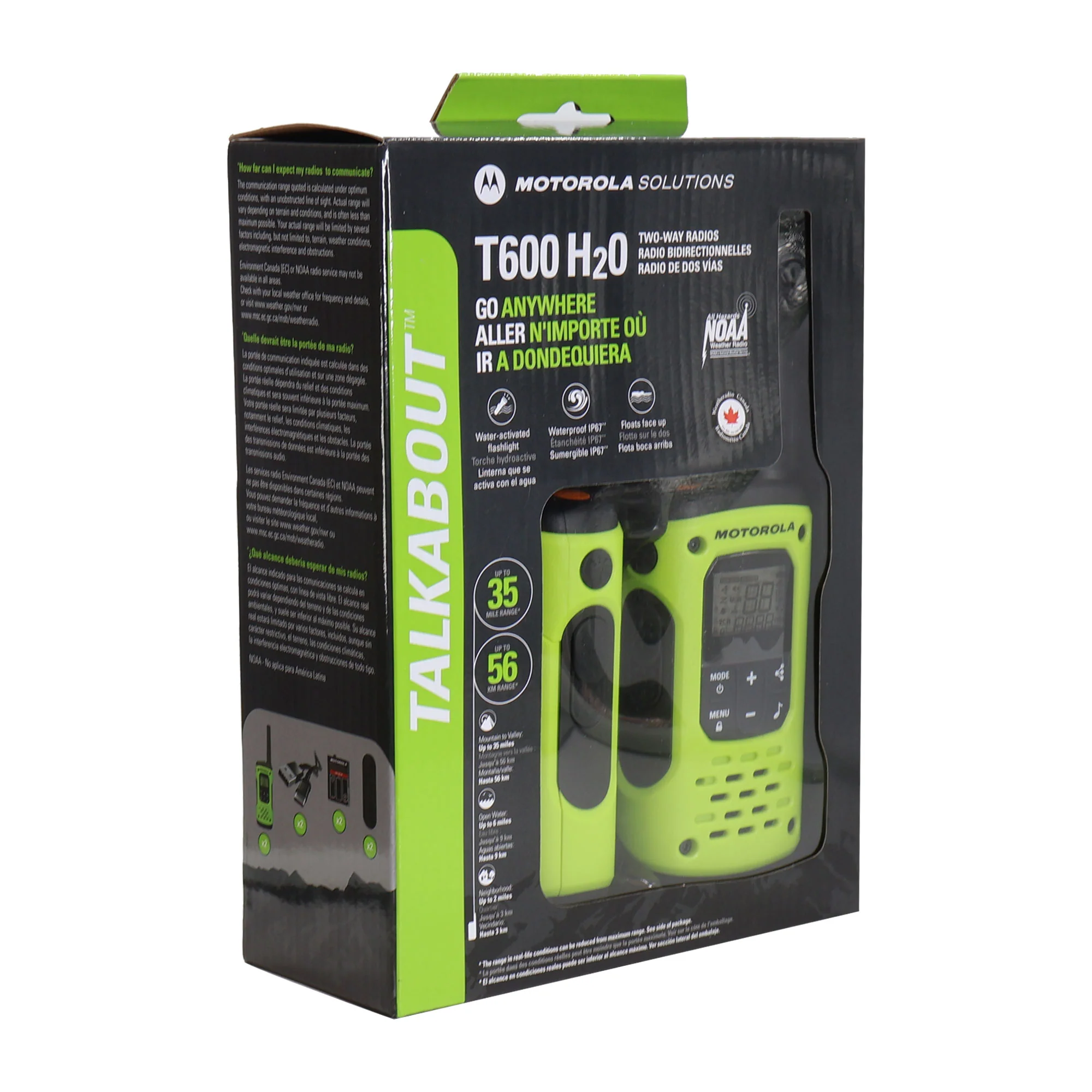 Motorola Talkabout T600 H2O 35-Mile Waterproof Two-Way Radios (Green) - 2 Pack - Image 4