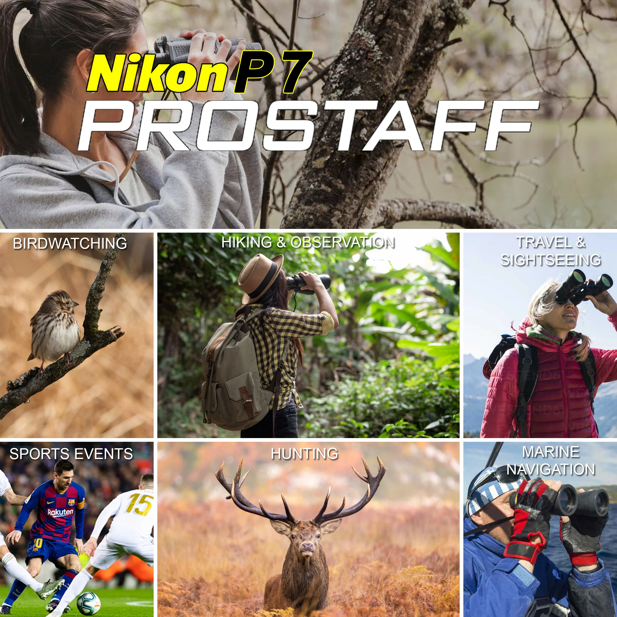 Nikon PROSTAFF P7 Roof Prism 8x42 Binoculars + DSLR Sling Backpack + Vivitar SLING1 Padded Neoprene Sling Hands Free Camera Strap with Threaded Fastener 1/4-20 Inch Thread for Active Photographers + Dust Blower + Vivitar Lens Cleaning Pen + Cleaning Kit - Image 6