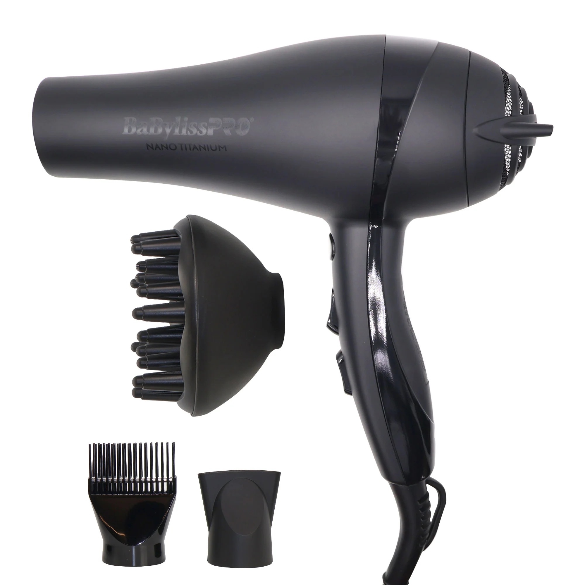 Nano Titanium 2000-Watt Blow Dryer with Concentrator Nozzle (Black) BNTMB5548 and Conair Pro Ergo-Grip Detangler Brush - Image 3