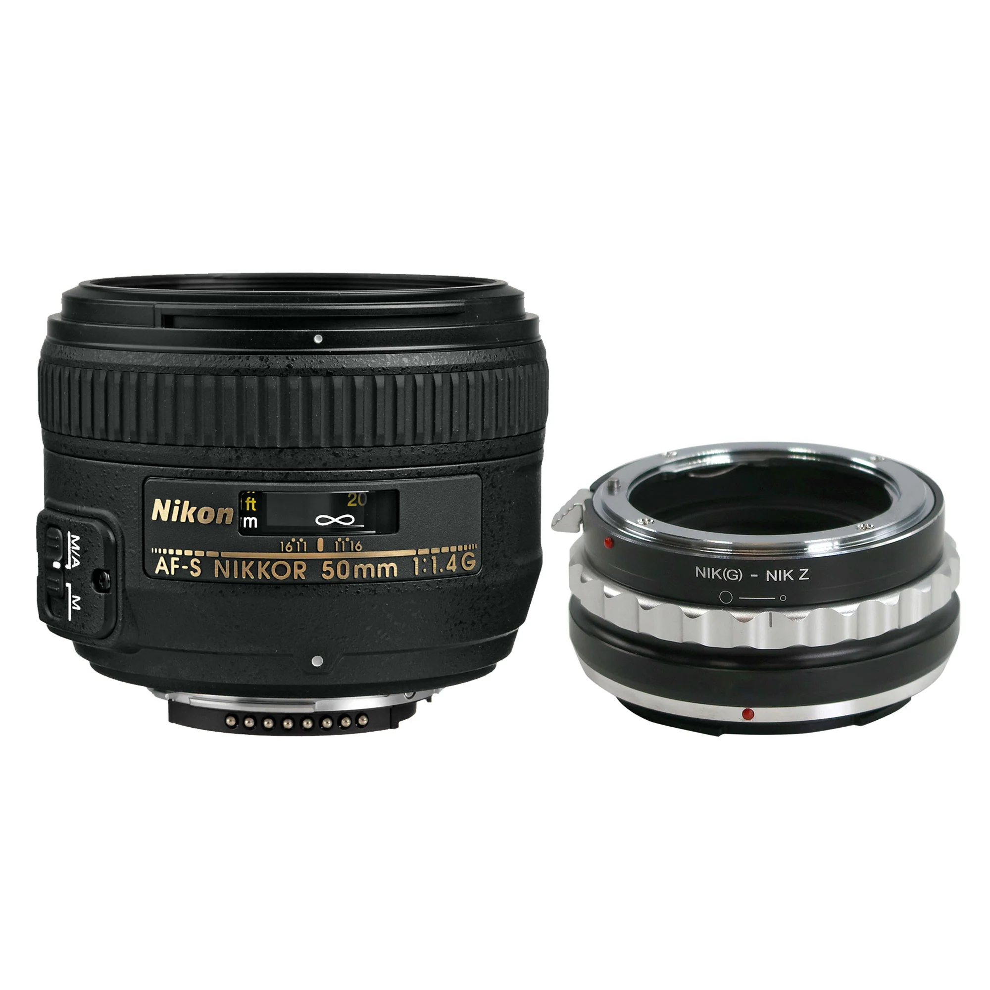 Nikon AF-S NIKKOR 50mm f/1.4G Lens + Innovexee Lens Mount Adapter for Nikon F Mount G-Type Lenses to Mount on Nikon Z Series Cameras - Manual Control