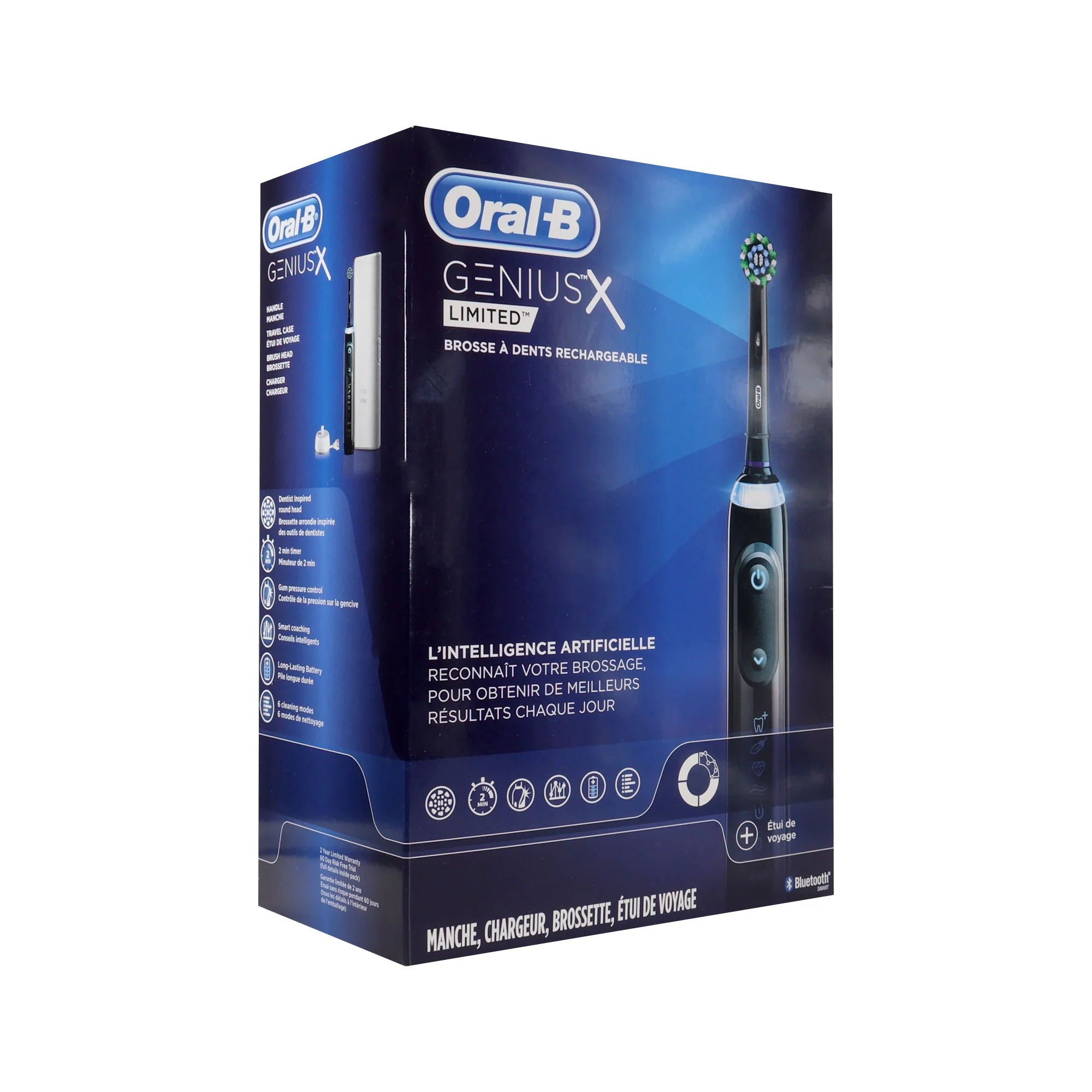 Oral-B Genius X Limited Rechargeable Electric Toothbrush with 1 Replacement Brush Head, Travel Case, Midnight Black + Oral-B Genius X Limited Rechargeable Electric Toothbrush with 1 Replacement Brush Head, Travel Case, White - Image 2