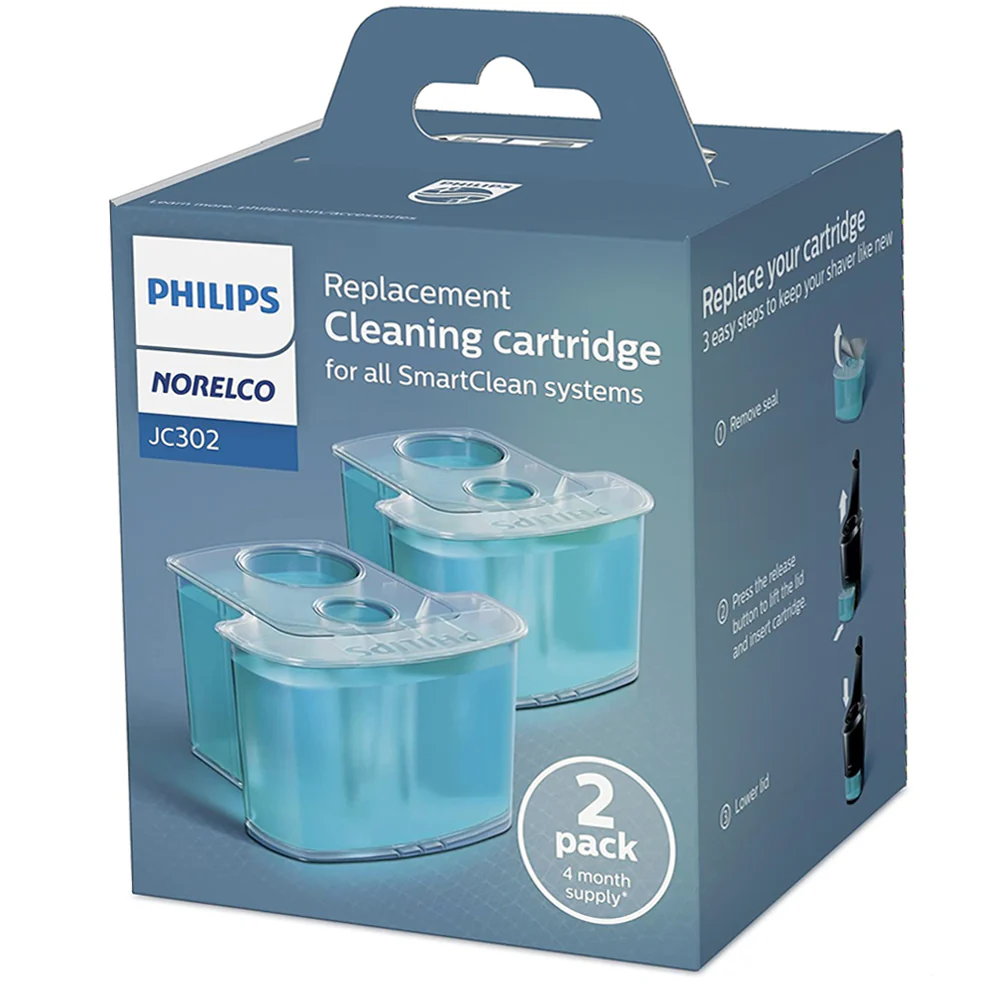2x Philips Norelco Cleaning Cartridges for SmartClean System (2 Count, JC302/52) - Image 3