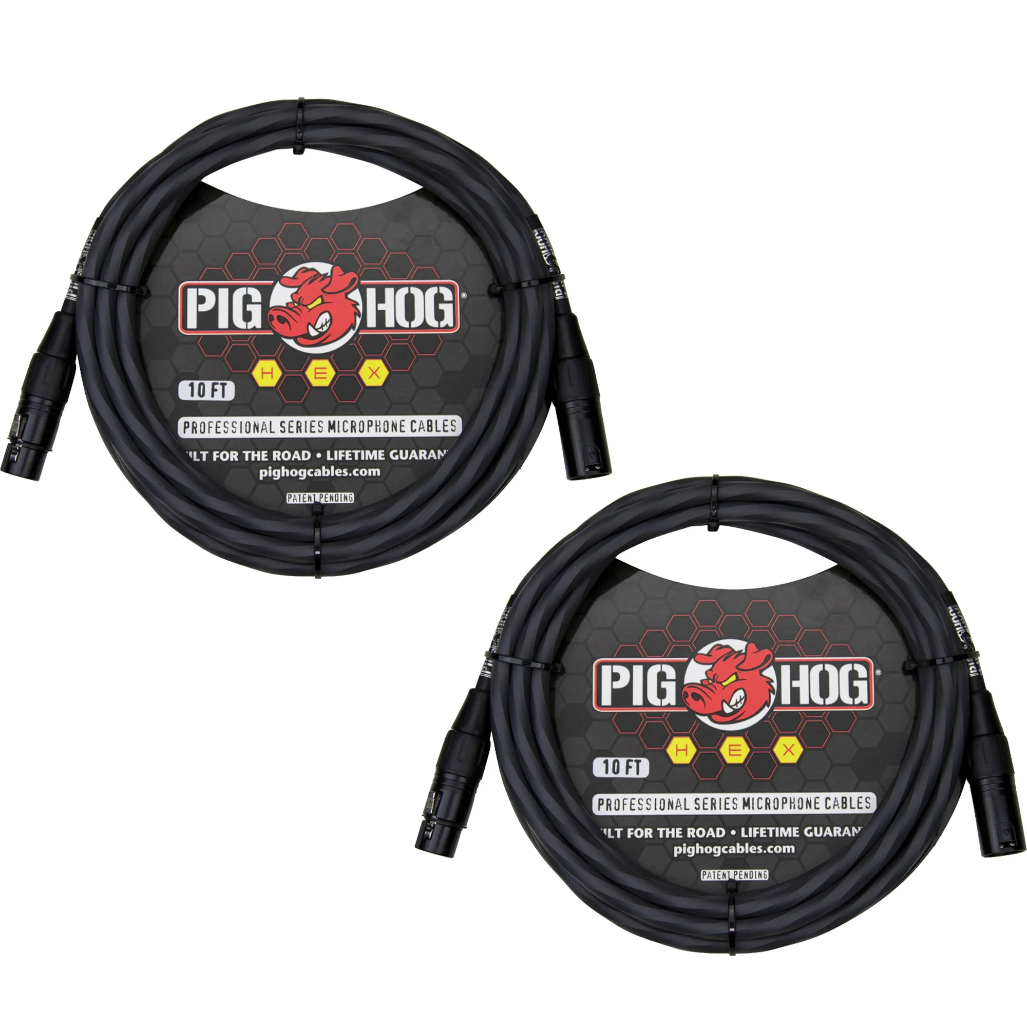 2x Pig Hog Hex Sereis Mic Cables 10.