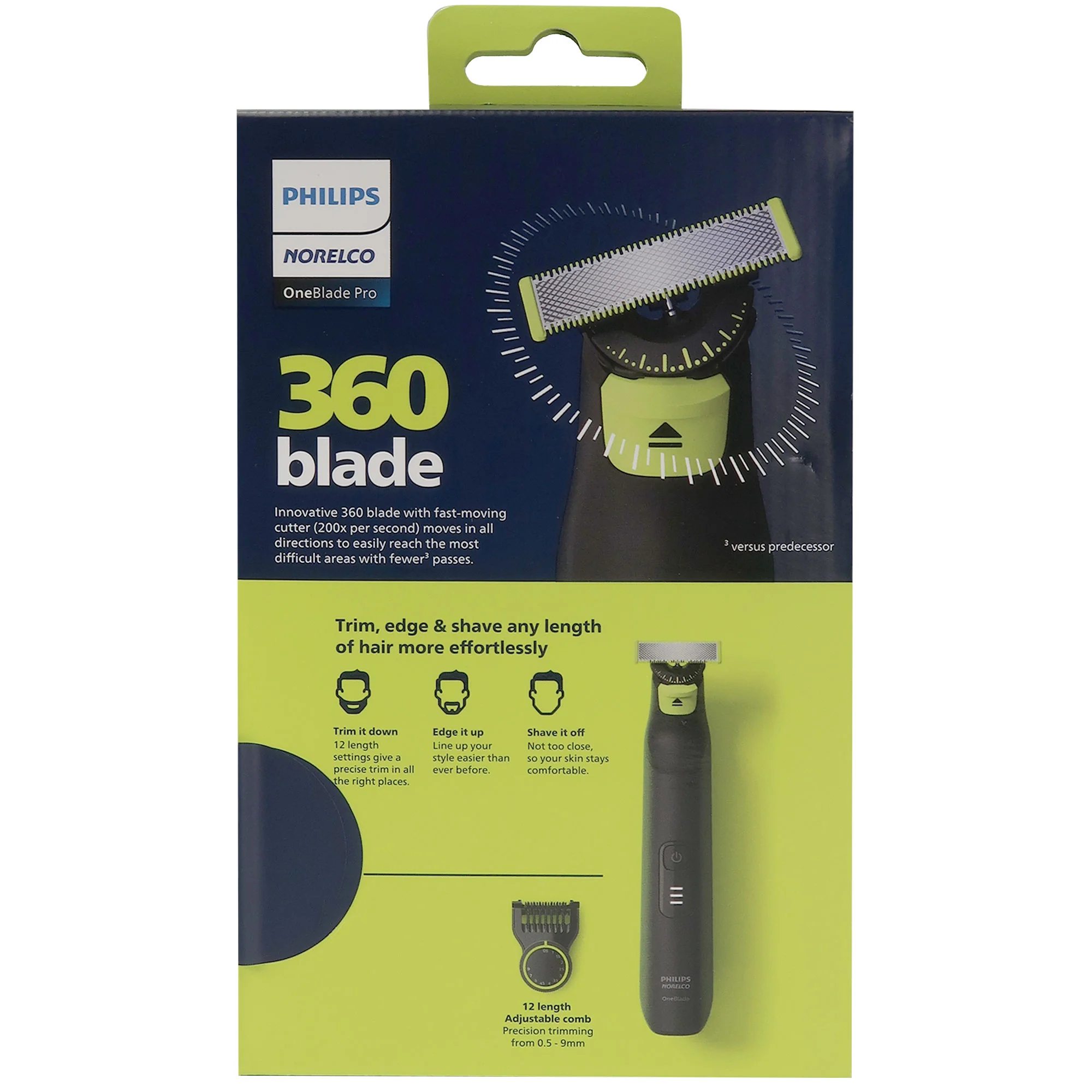 Philips Norelco OneBlade 360 Pro Hybrid Electric Trimmer with Nose Trimmer 3000 and 12 Pack Styling Combs - Image 3