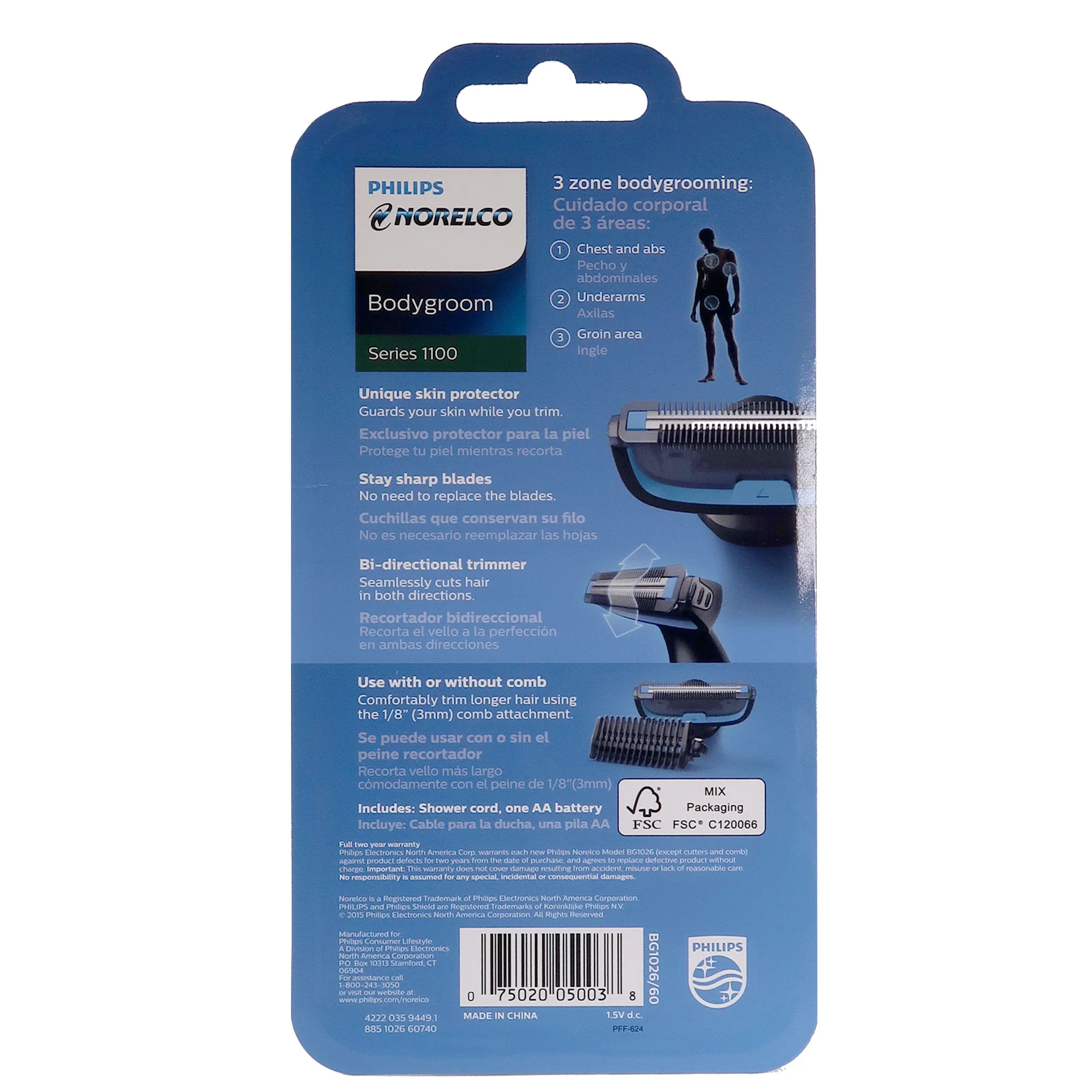 Philips Norelco Bodygroom Series 1100, BG1026/60, Showerproof Body Hair Trimmer and Groomer for Men - Image 2