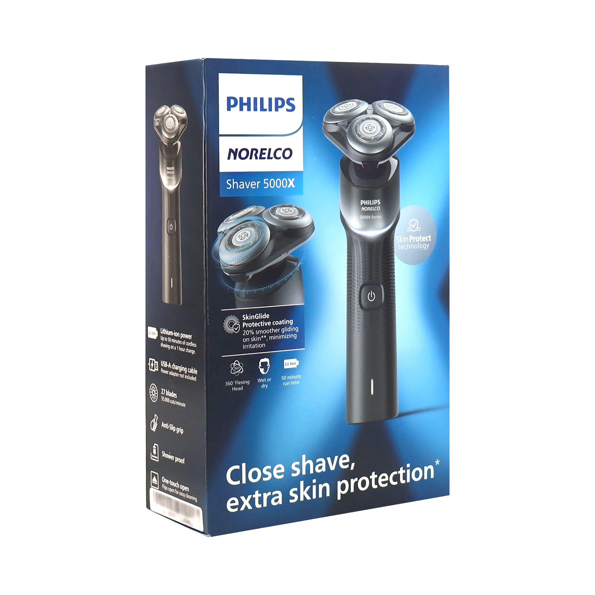 Philips Norelco 5000X Rechargeable Wet & Dry Shaver X5004/84 + 2x Philips Norelco Ultimate Comfort Nose Trimmer 1000 Battery Powered NT1605/60 - Image 4