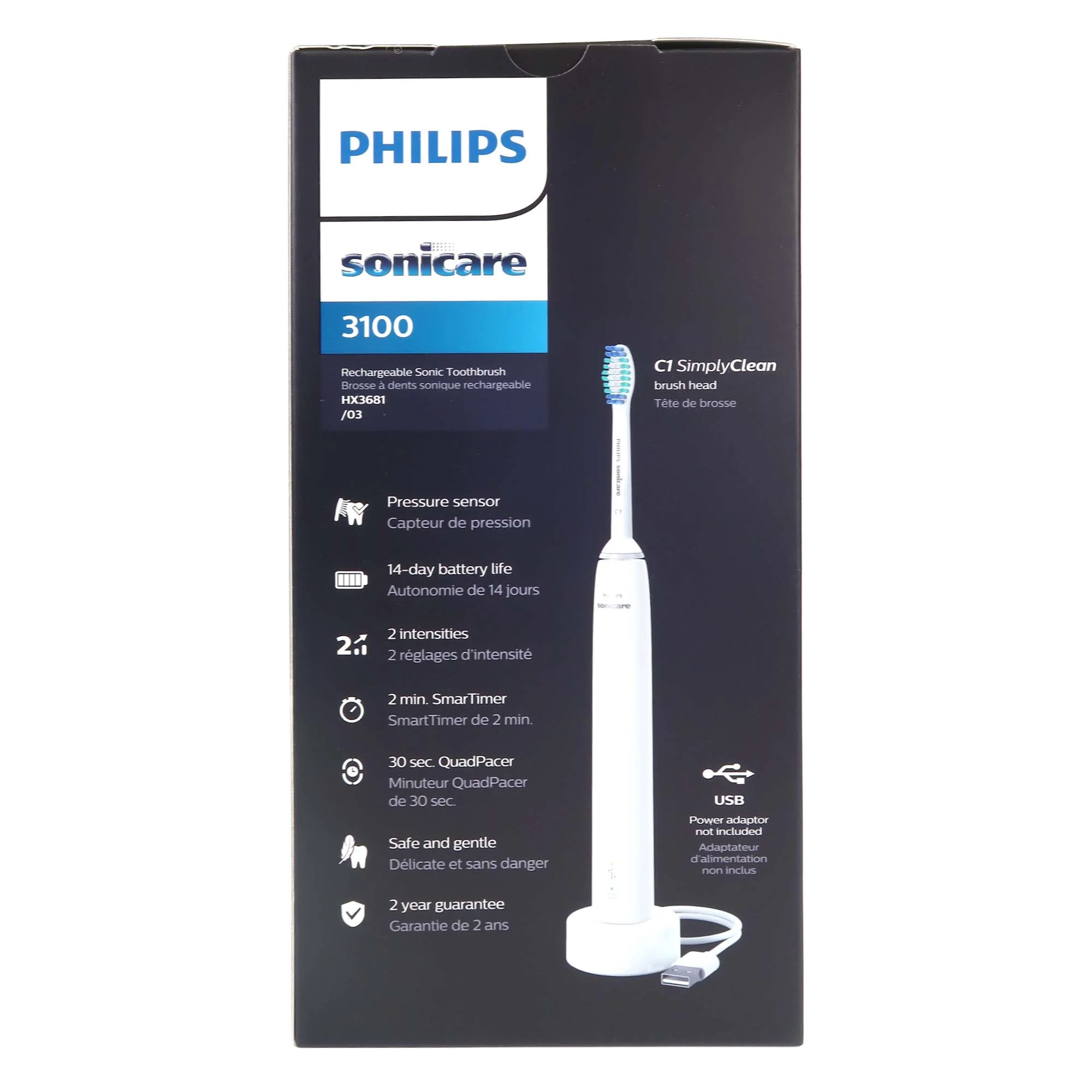 Philips Norelco Oneblade QP6520/70 Pro Hybrid Electric Trimmer and Shaver with Philips Sonicare 3100 Rechargeable Electric Toothbrush, White HX3681/07 - Image 5