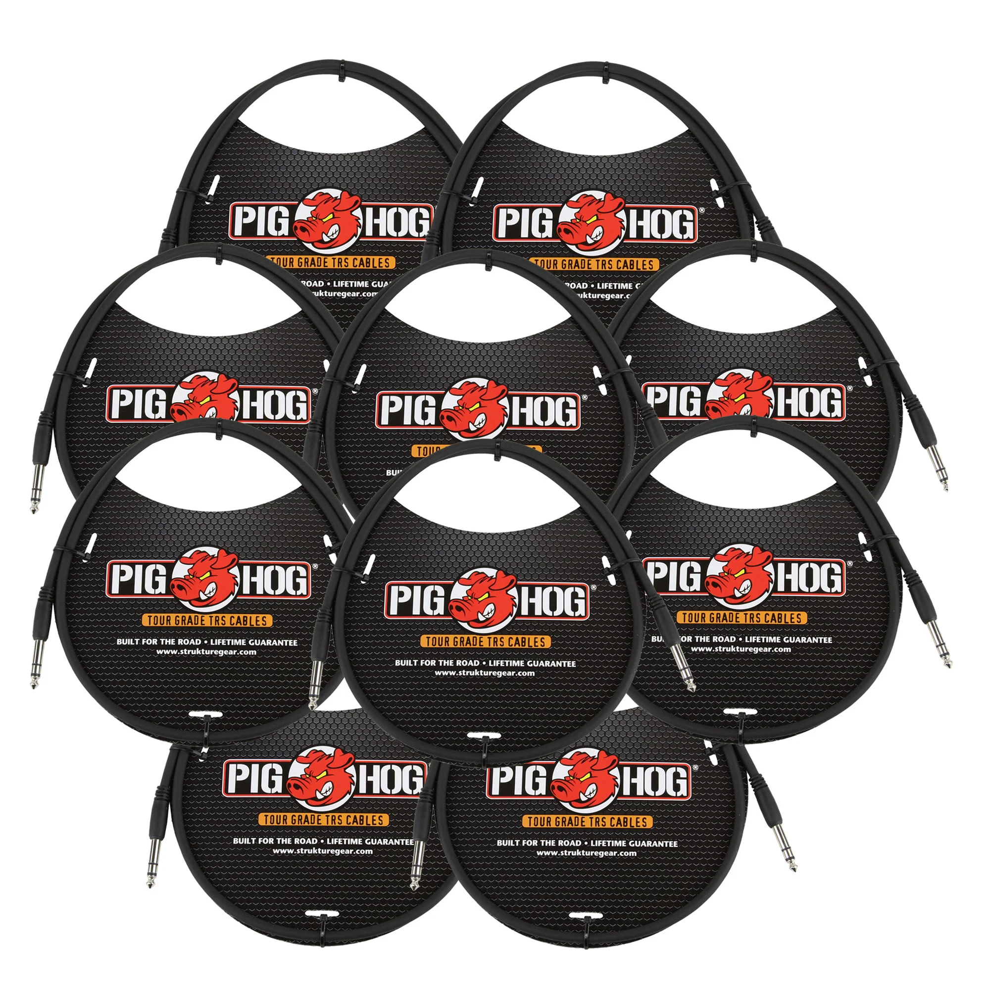 10x Pig Hog 3ft 1/4" TRS - 1/4" TRS Cable