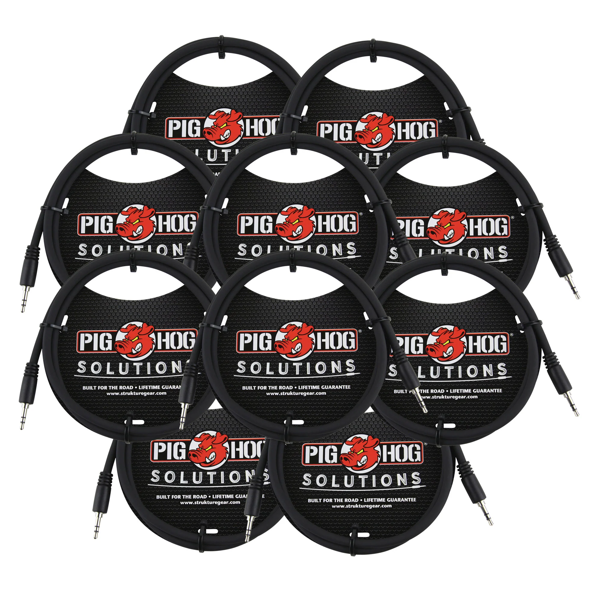 10x Pig Hog Solutions 3.5mm TRS to 3.5mm TRS Adapter Cable, 9ft