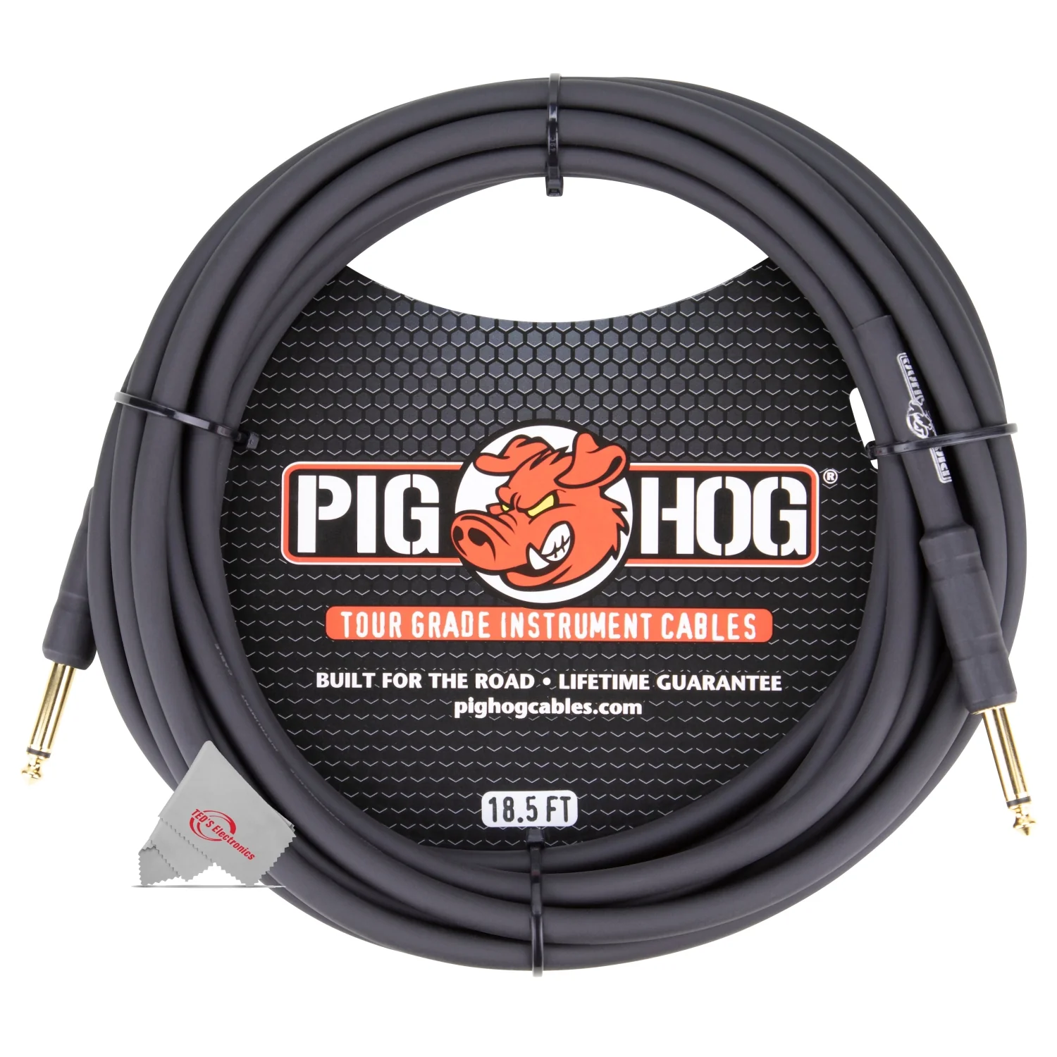 Pig Hog Tour Grade 18.5 Instrument Cable 1/4 Inch to 1/4 Inch Straight Connectors - PH186 - 2 Units - Image 2