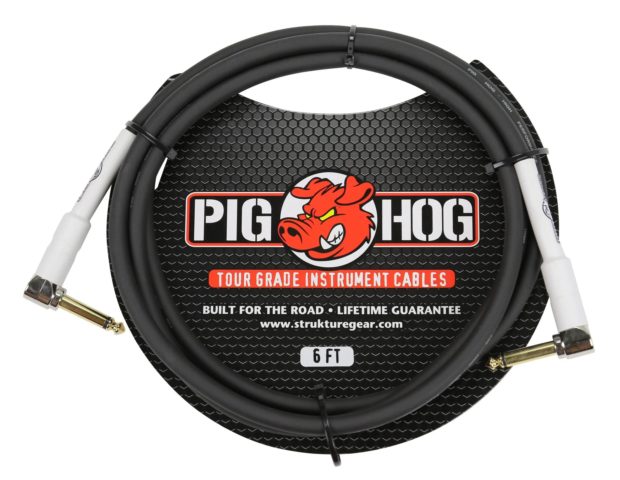 10x Pig Hog Tour Grade 6 ft Instrument Cable 1/4 Inch to 1/4 Inch Right Angle Connectors - PH6RR - Image 2