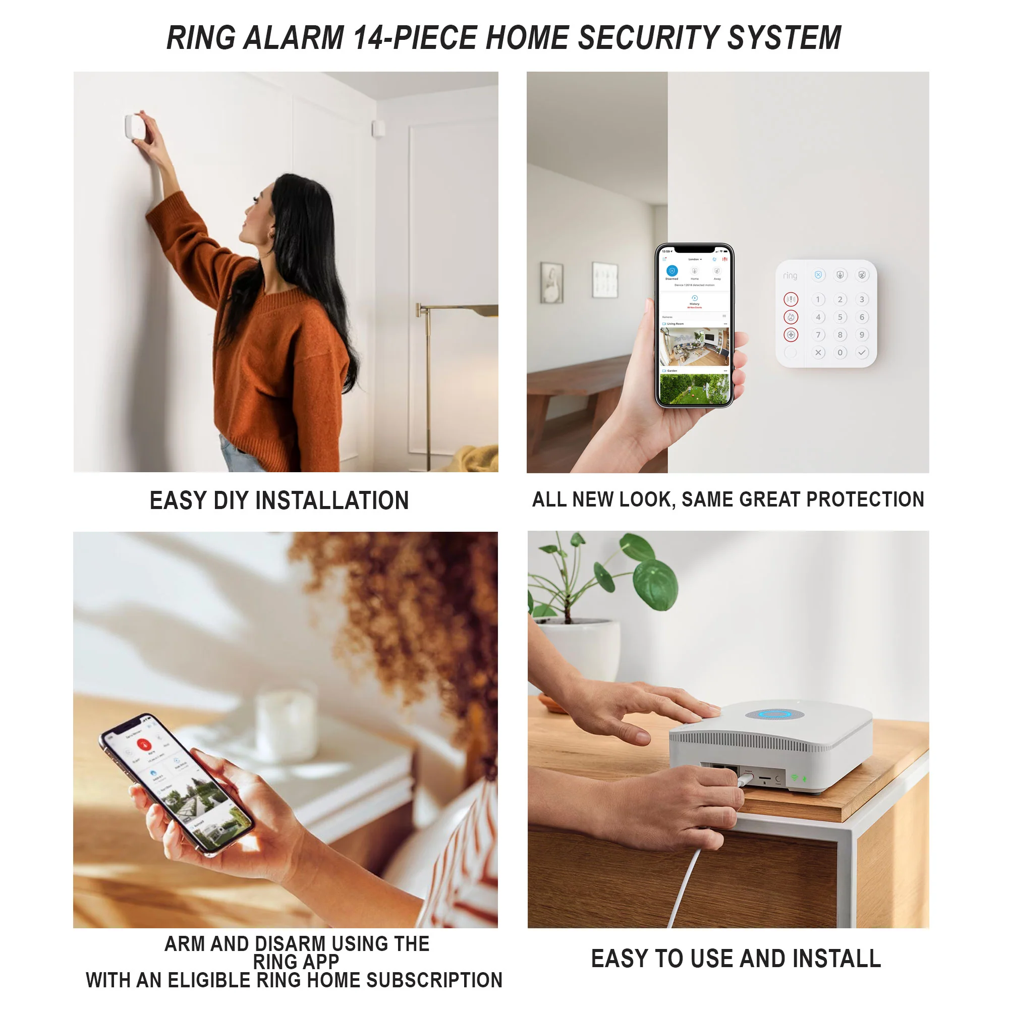 Ring Alarm 14-Piece Home Security Kit – Wireless System, Works with Alexa and 2x Ring 1080p Video Doorbell (2020 Release, Satin Nickel) - Image 2