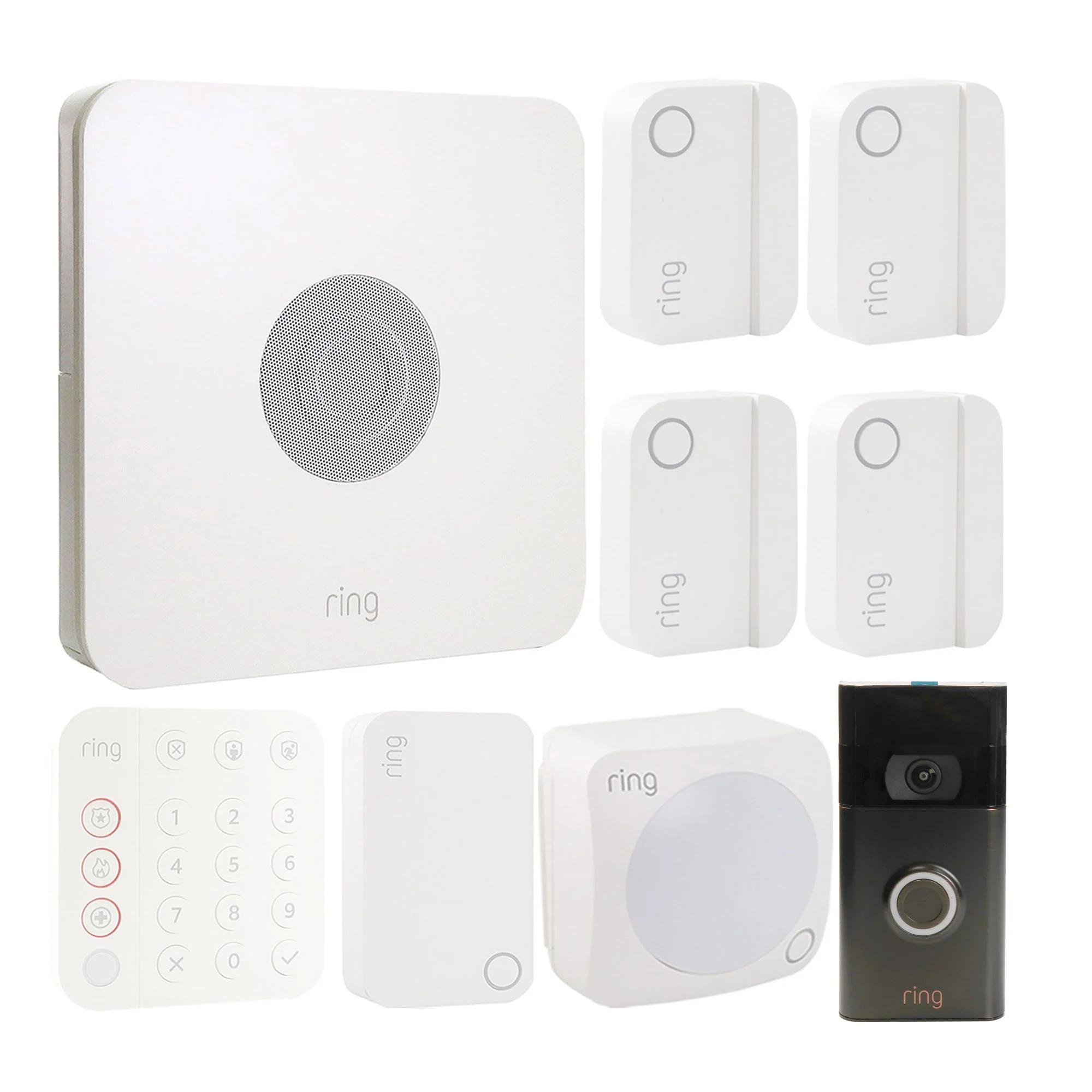 Ring Alarm Pro 8-Piece Kit – Smart Home Security System with Base Station & Keypad + Ring 1080p Video Doorbell (2020 Release, Venetian Bronze)