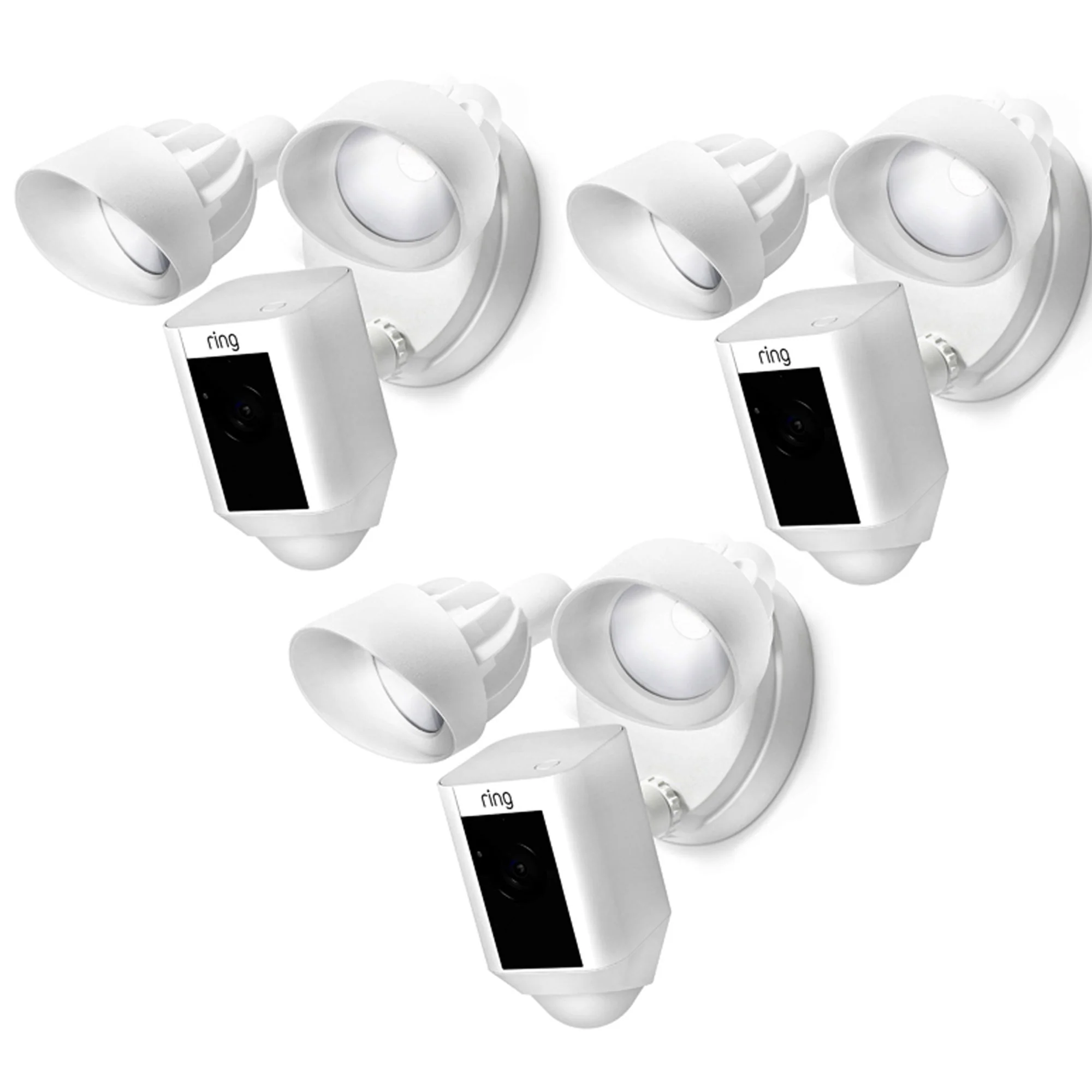 3x RING Floodlight Cam Wired Plus Motion-Activated 1080p HD White