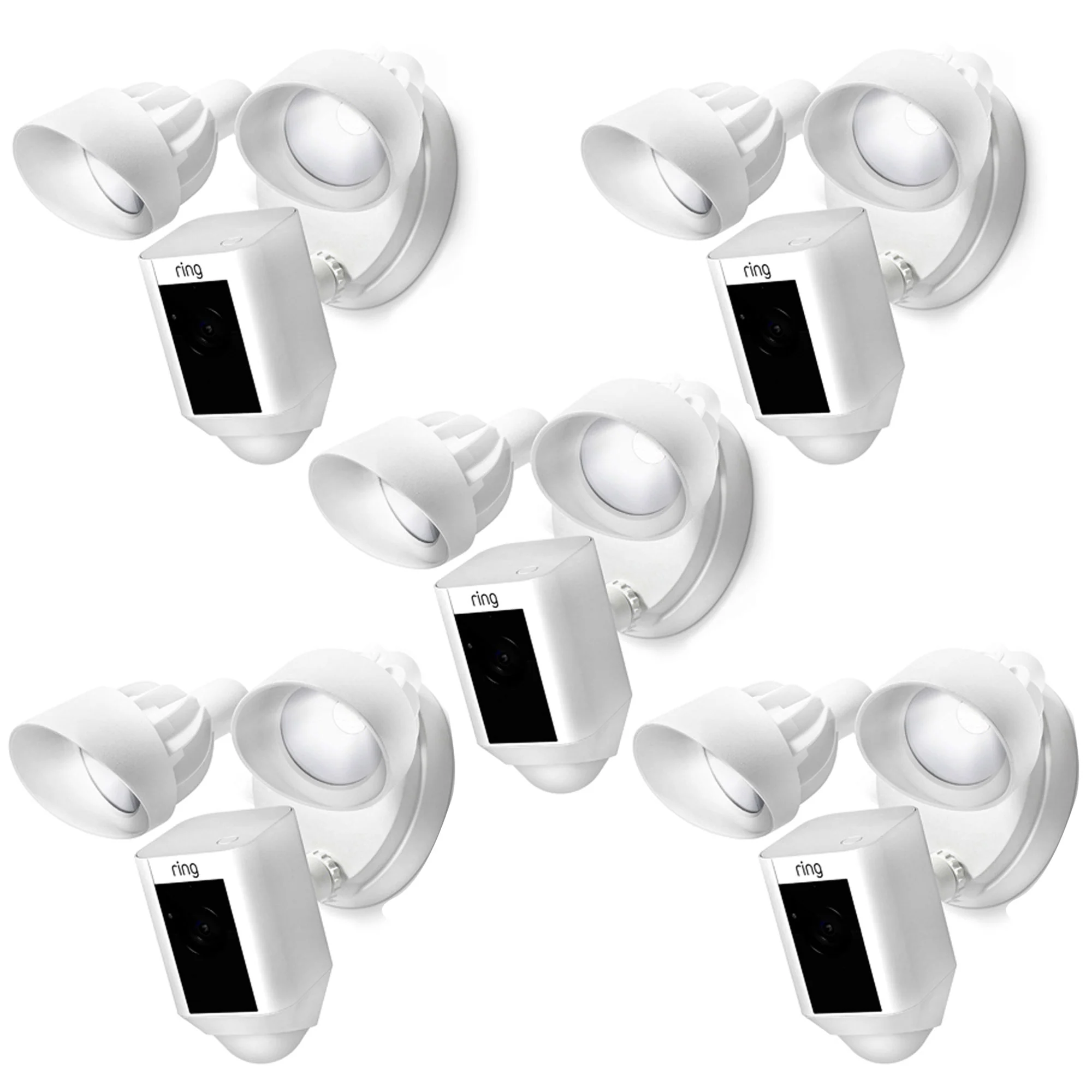 5x RING Floodlight Cam Wired Plus Motion-Activated 1080p HD White
