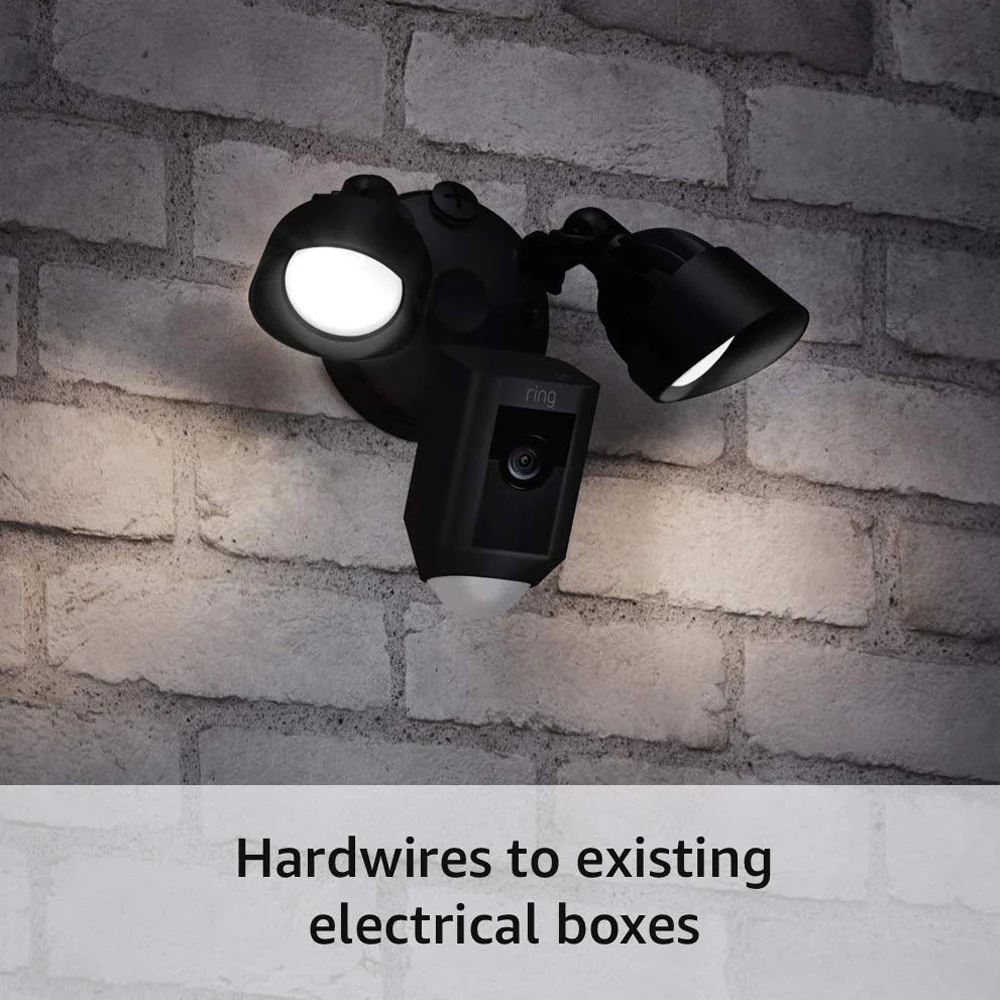 RING Floodlight Cam Wired Plus Motion-Activated 1080p HD Black - Image 3