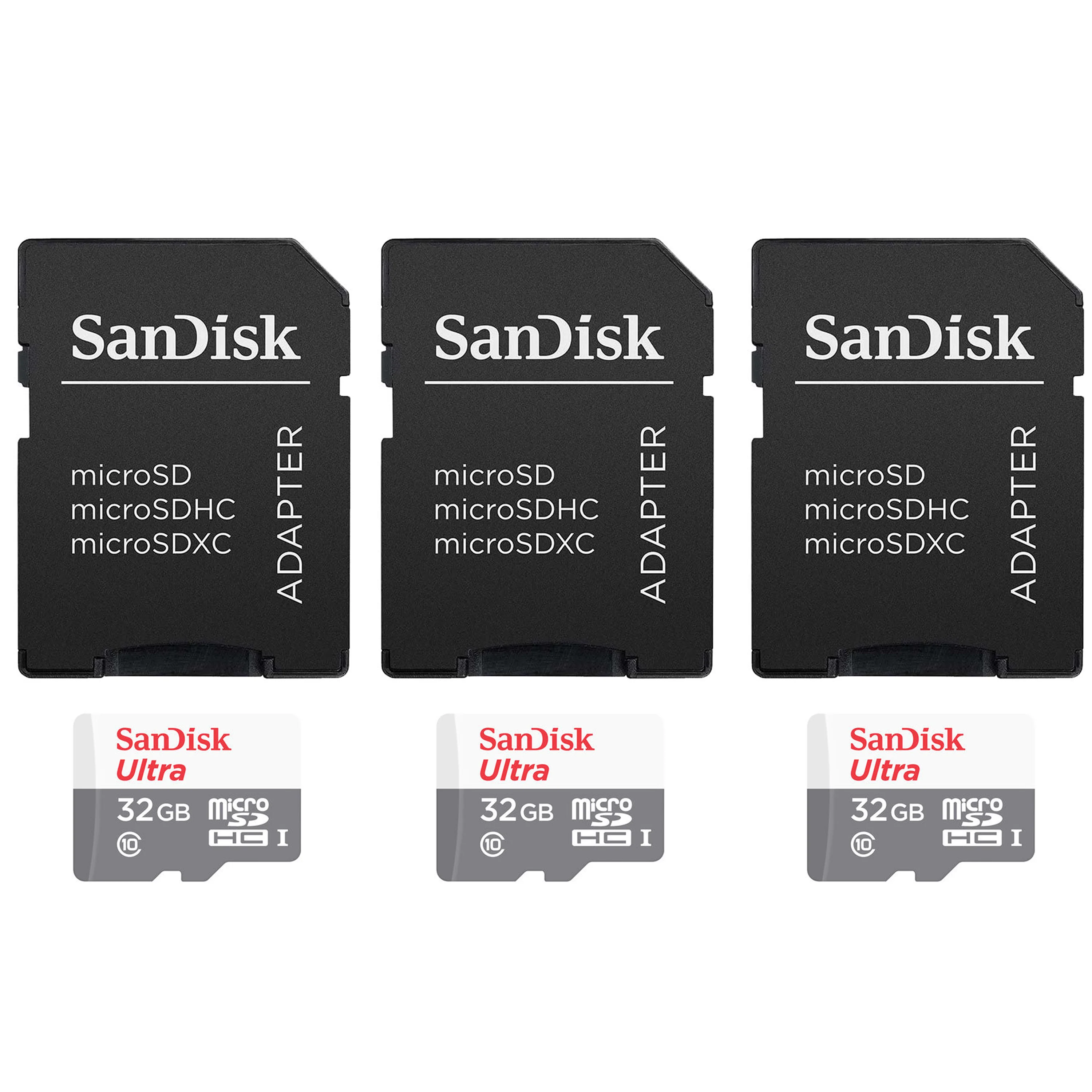 3x SanDisk 32GB Ultra UHS-I microSDHC Memory Card with SD Adapter